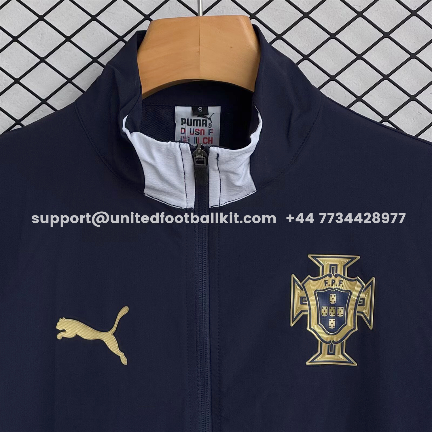 Unitedfootballkit.com | Portugal 25-26 Windbreaker Training Set - Black White Top and Pants -Customize Name, Number and Patch | Worldwide Shipping