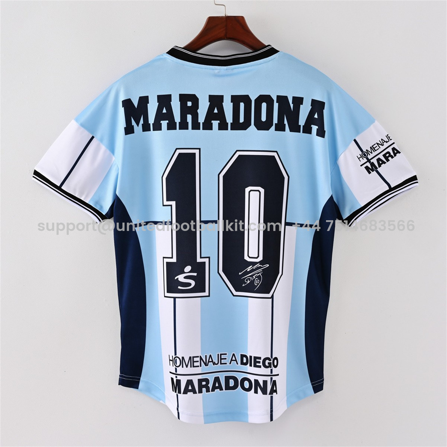 Unitedfootballkit.com | Retro Argentina 2001 Maradona Retirement Commemorative Edition Jersey with Maradona #10 -Customize Name, Number and Patch | Worldwide Shipping