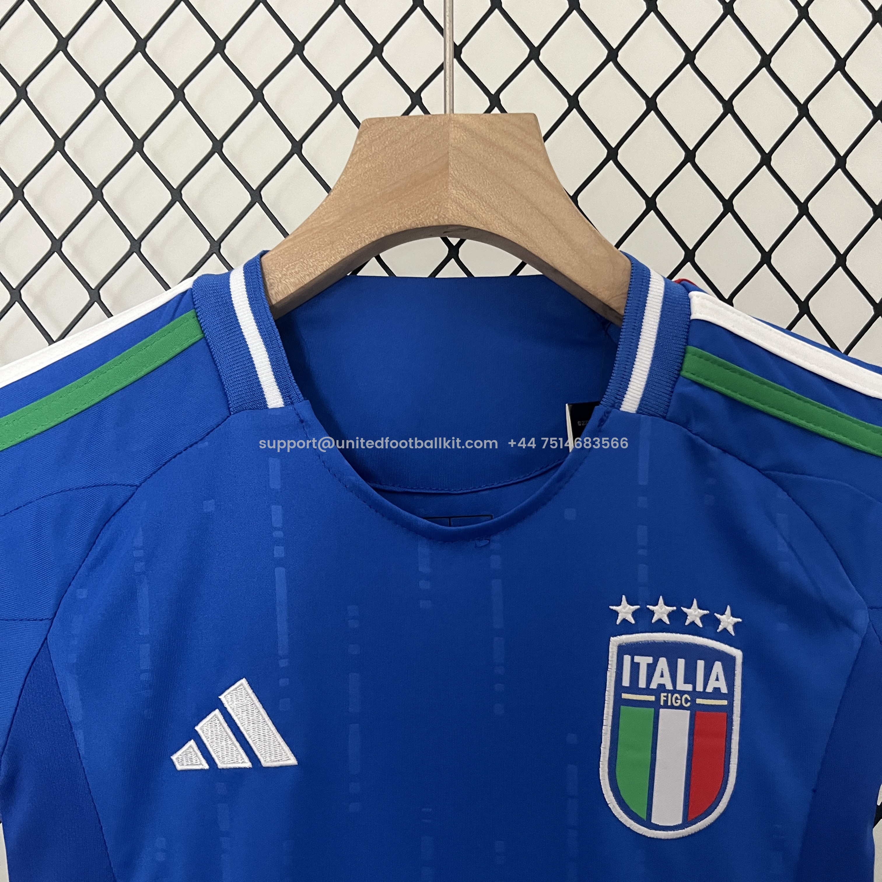 Unitedfootballkit.com | Italy 2024 Home Stadium Kids Kit -Customize Name, Number and Patch | Worldwide Shipping