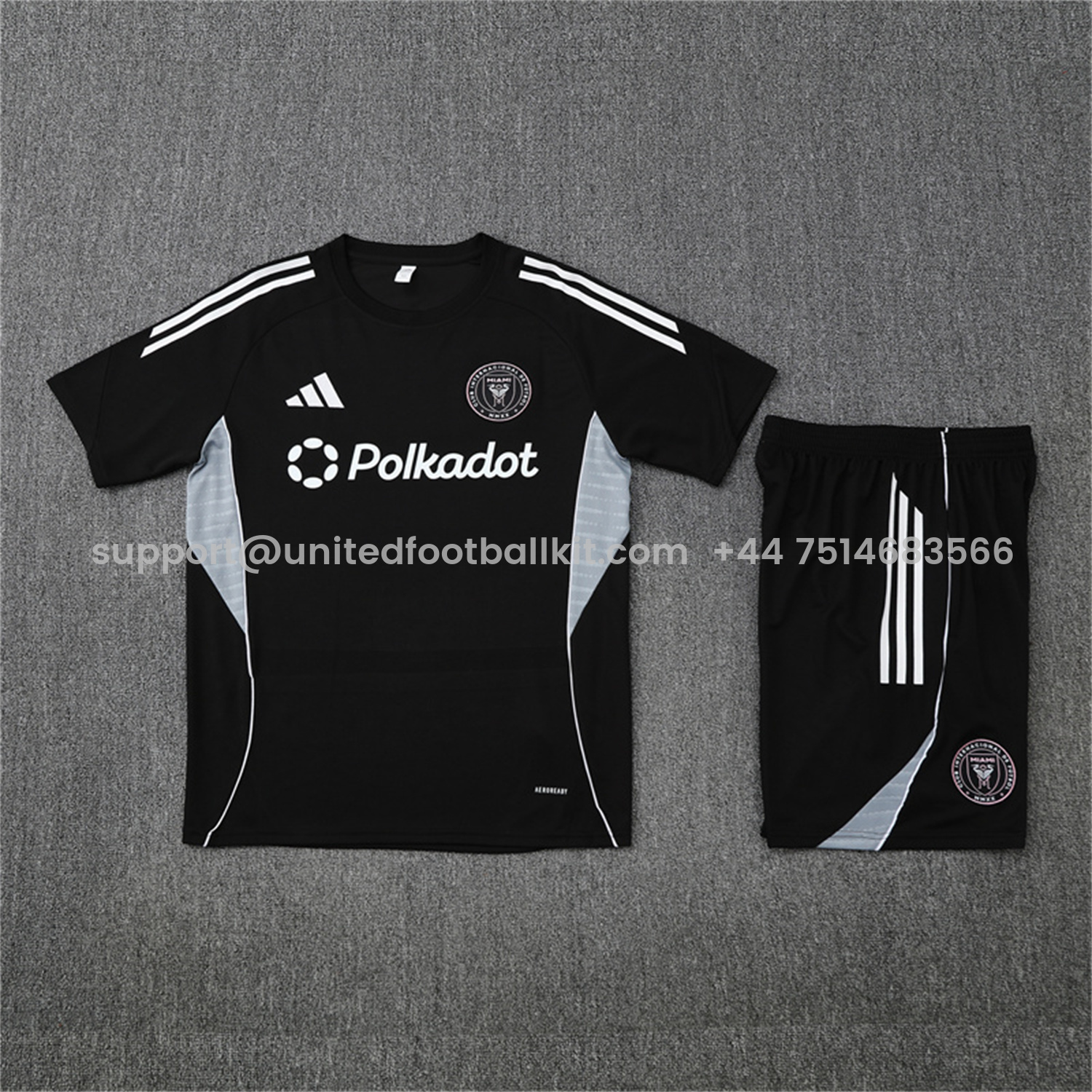 Unitedfootballkit.com | INT M.A.M 25-26 Short-Sleeve Training Set - Black Top and Shorts -Customize Name, Number and Patch | Worldwide Shipping