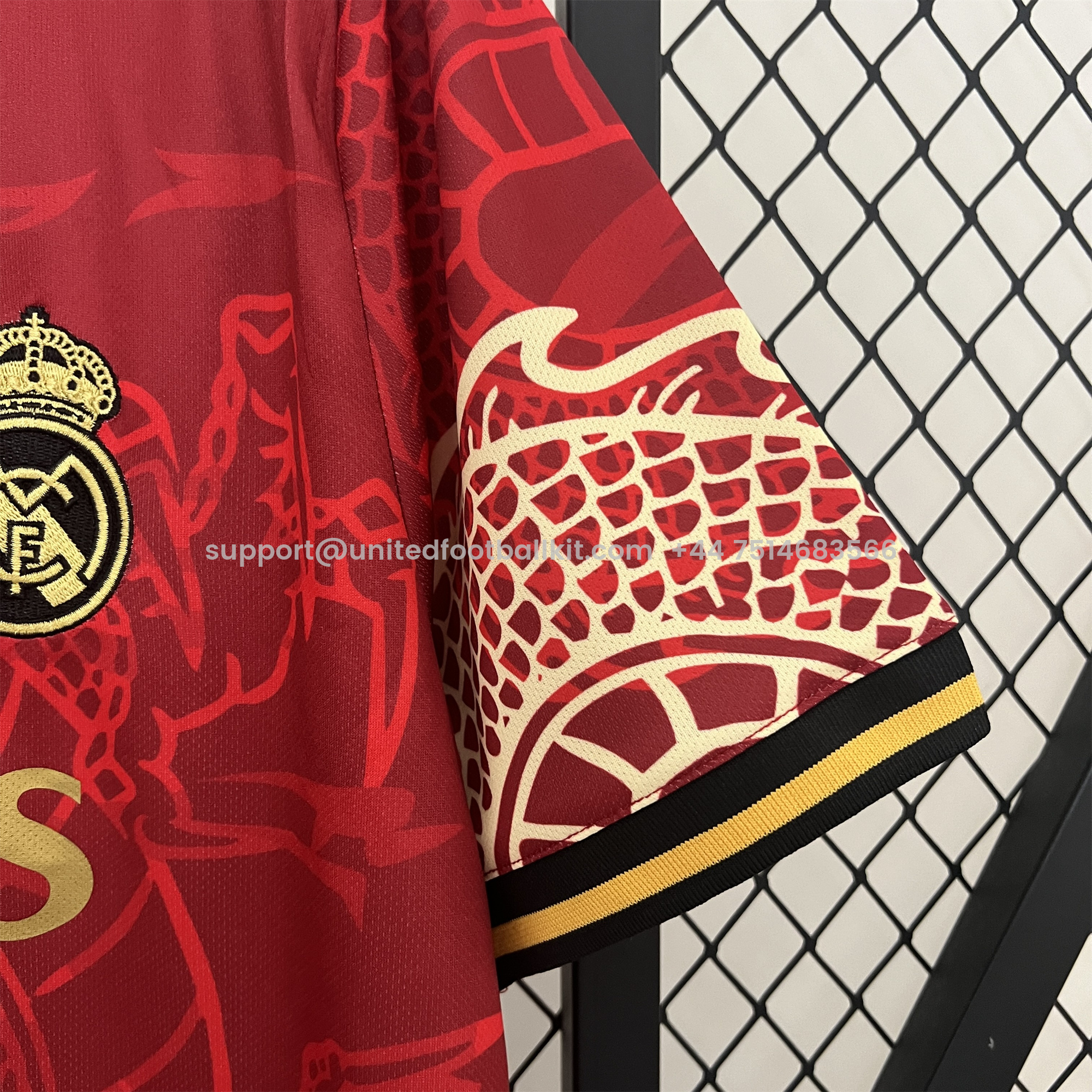 Unitedfootballkit.com | Real Madrid 24-25 Red Colorful Dragon Speical Jersey - Fans Version -Customize Name, Number and Patch | Worldwide Shipping