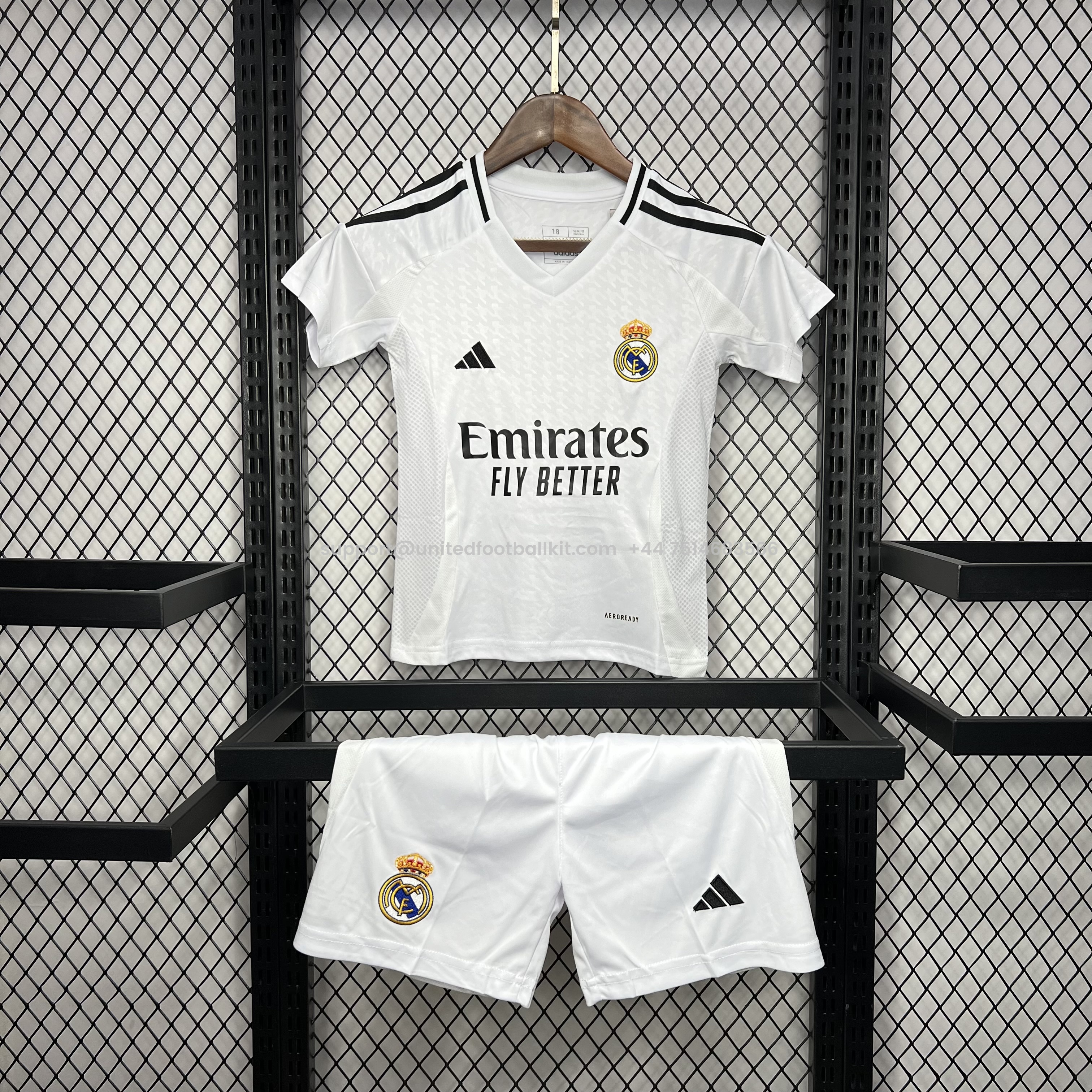 Unitedfootballkit.com | Real Madrid 24-25 Home Stadium Kids Kit -Customize Name, Number and Patch | Worldwide Shipping