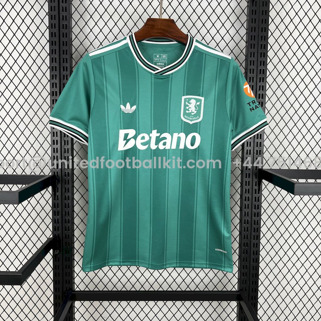 Unitedfootballkit.com | Aston Villa 24-25 Originals Green Stripe Jersey - Fans Version -Customize Name, Number and Patch | Worldwide Shipping