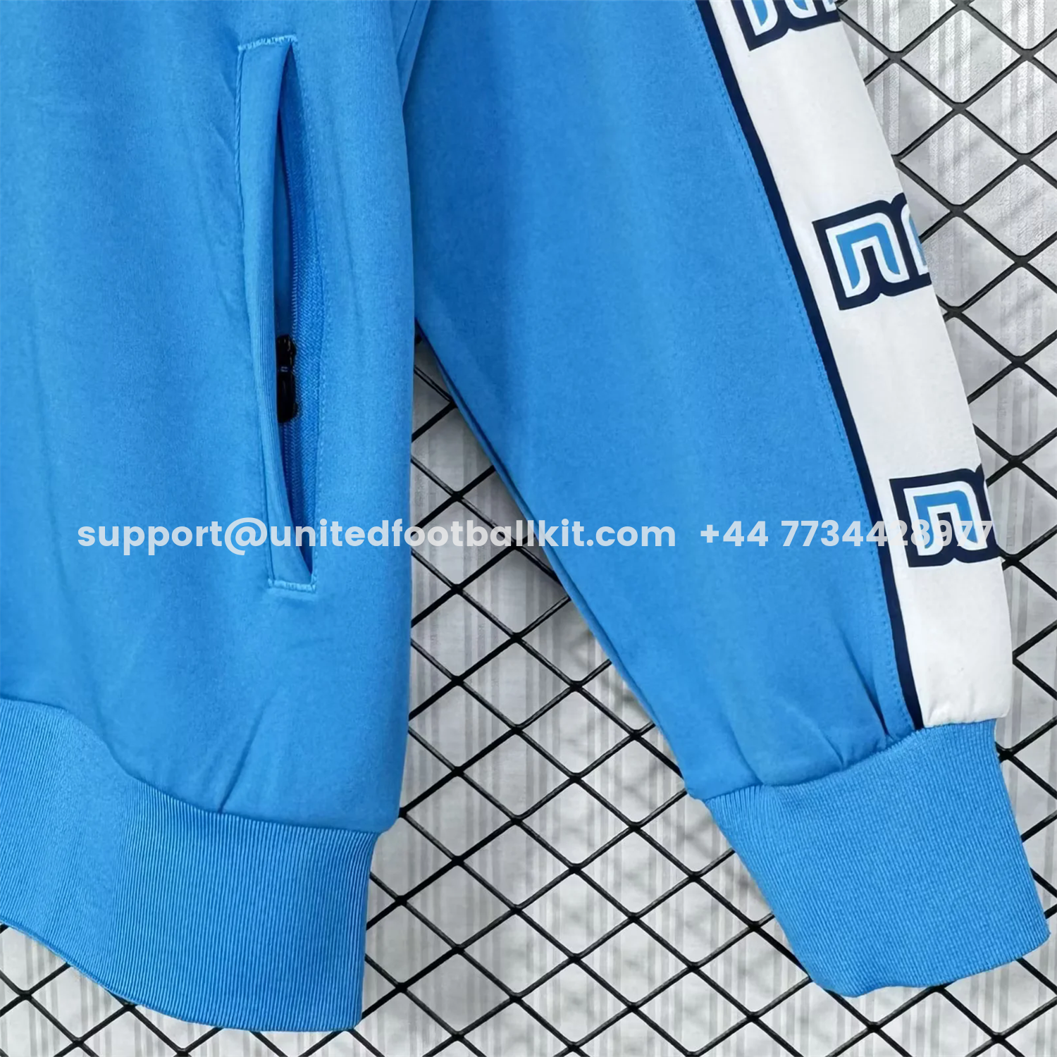 Unitedfootballkit.com | Retro Napoli 1988-89 Blue Windbreaker -Customize Name, Number and Patch | Worldwide Shipping