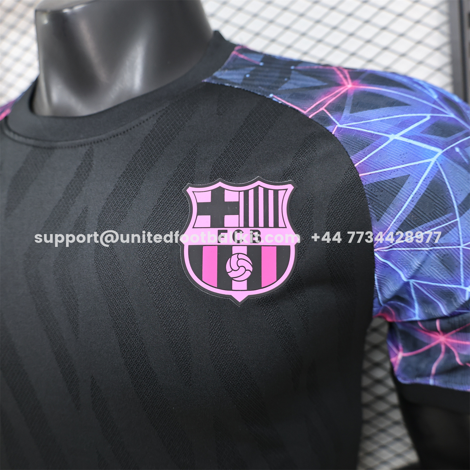 Unitedfootballkit.com | Barcelona 25-26 Black With Pink Special White Jersey - Player Version -Customize Name, Number and Patch | Worldwide Shipping