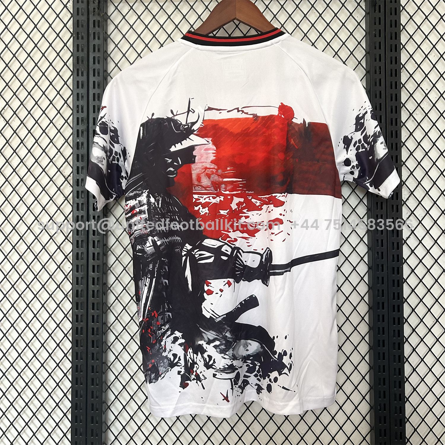 Unitedfootballkit.com | Japan 25-26 Black Samurai Silhouette White Jersey - Fans Version -Customize Name, Number and Patch | Worldwide Shipping