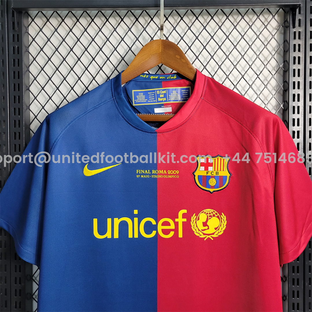 Unitedfootballkit.com | Retro Barcelona 08-09 Home Stadium Jersey -Customize Name, Number and Patch | Worldwide Shipping