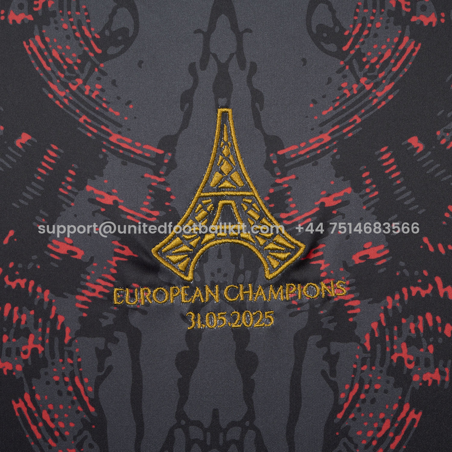 Unitedfootballkit.com | Paris Saint-Germain PSG 25-26 Champions League Commemorative Edition Black Red Eiffel Tower T-shirts -Customize Name, Number and Patch | Worldwide Shipping