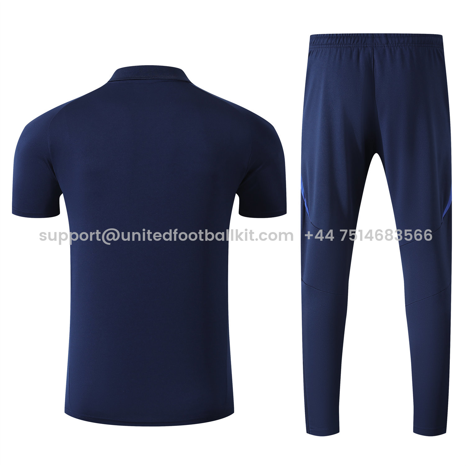 Unitedfootballkit.com | Al Nassr Riyadh Victory 25-26 POLO Short-Sleeve Training Set - Deep Blue Top and Pants -Customize Name, Number and Patch | Worldwide Shipping