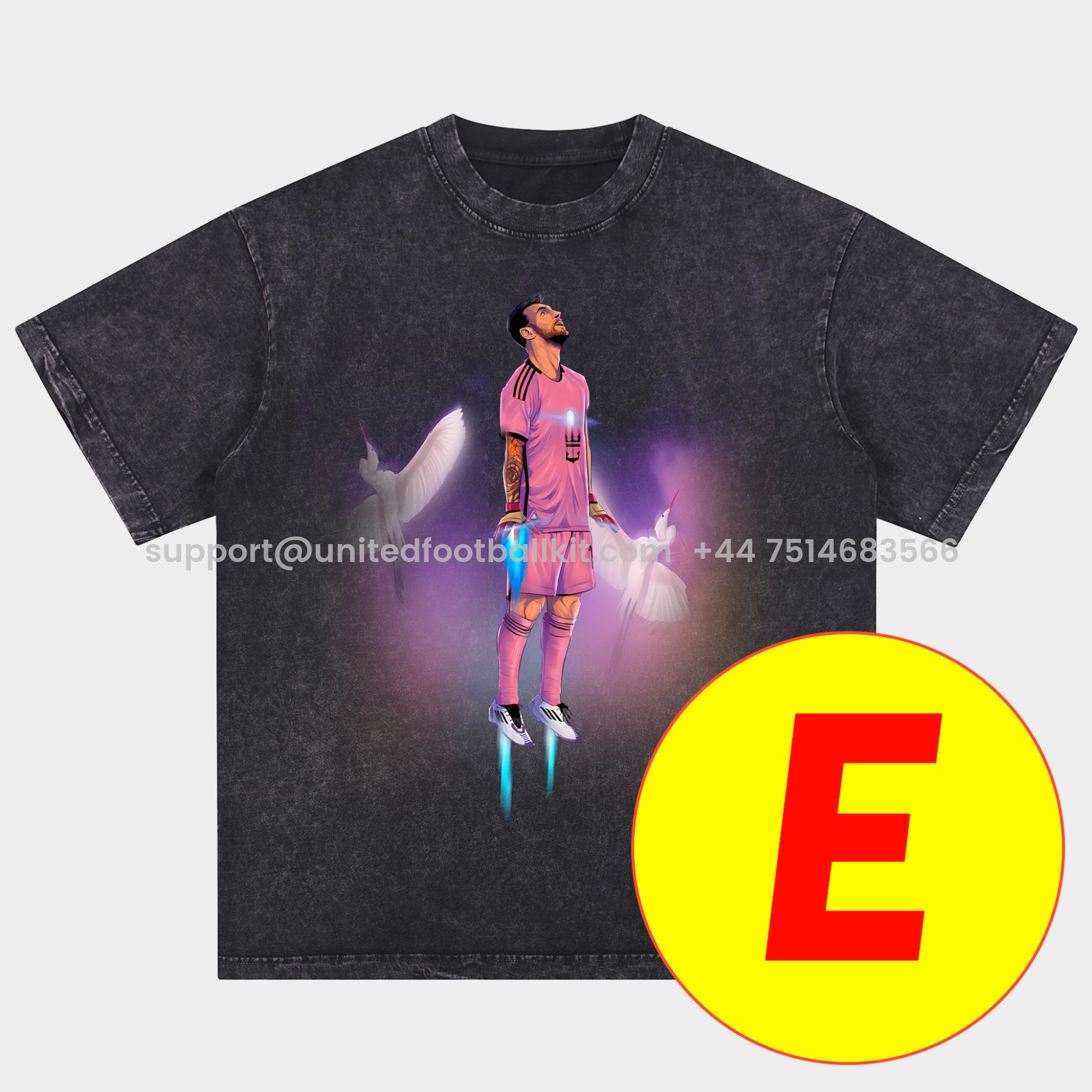 Unitedfootballkit.com | Messi GOAT Argentina Barcelona INT M.A.M Oversized Washed T-Shirt -Customize Name, Number and Patch | Worldwide Shipping