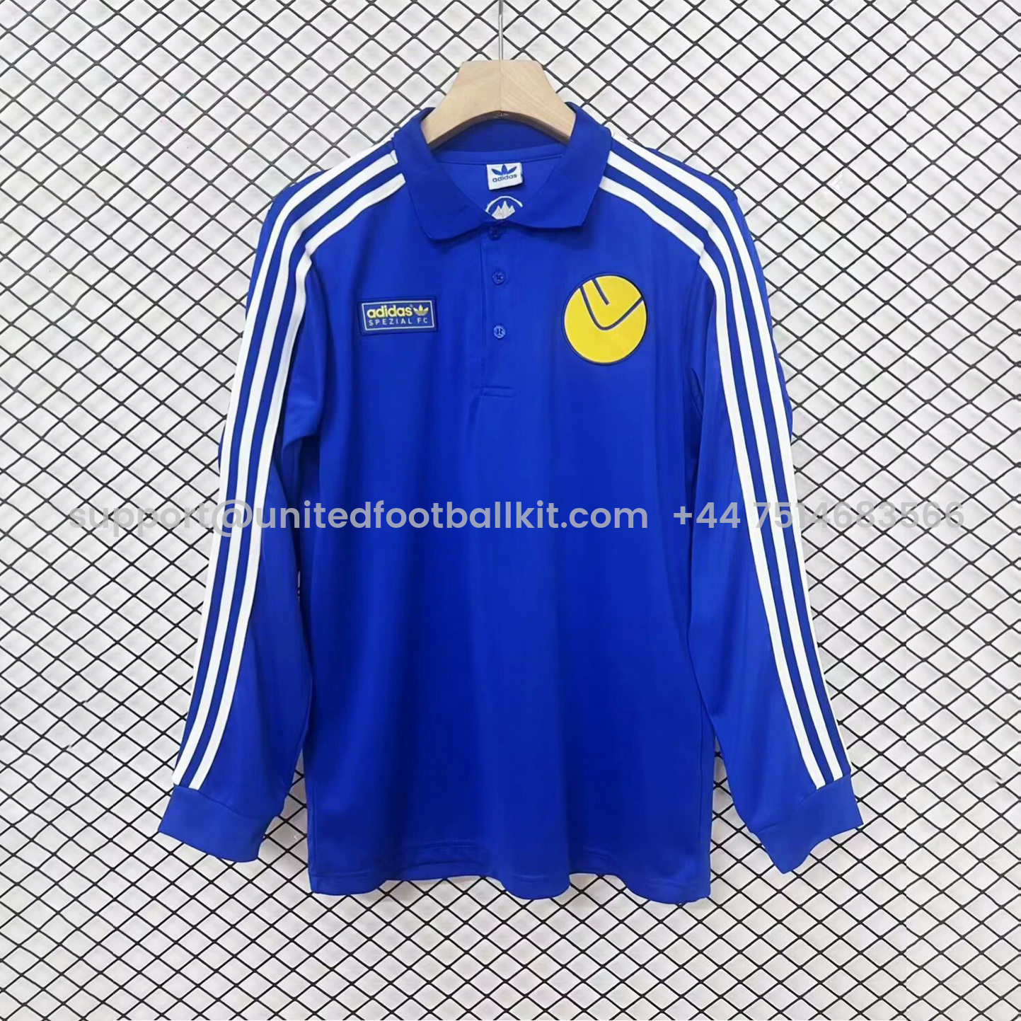 Unitedfootballkit.com | Leeds United 24-25 Spezial Collection Blue Long Sleeve Polo Shirts -Customize Name, Number and Patch | Worldwide Shipping
