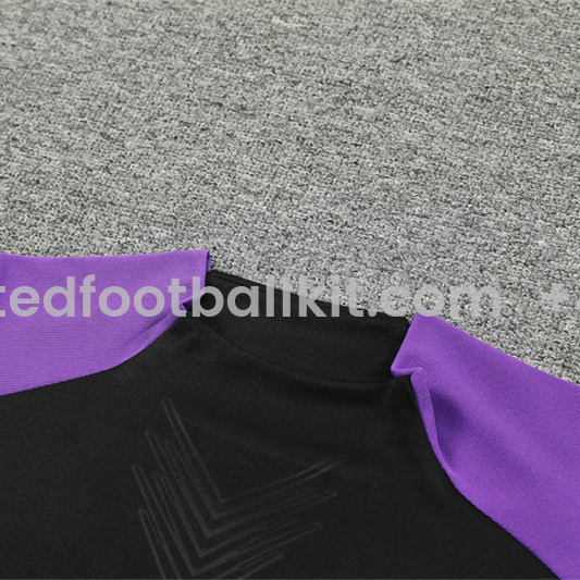 Unitedfootballkit.com | Real Madrid 24-25 Long Sleeve Training Set - Player Version - Black and Purple -Customize Name, Number and Patch | Worldwide Shipping