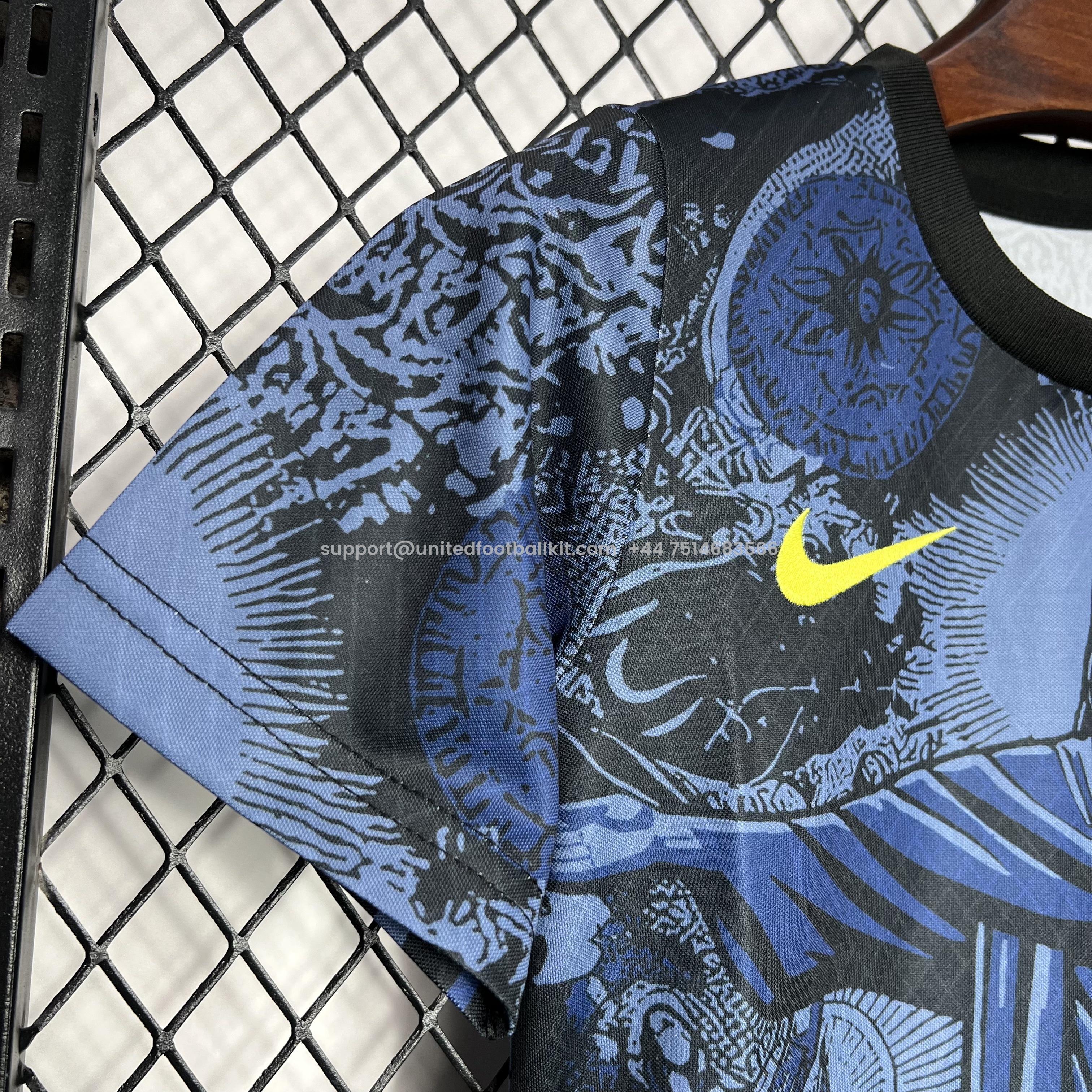 Unitedfootballkit.com | Brazil 2024 Christ the Redeemer Statue Kids Kit - Dark Blue -Customize Name, Number and Patch | Worldwide Shipping