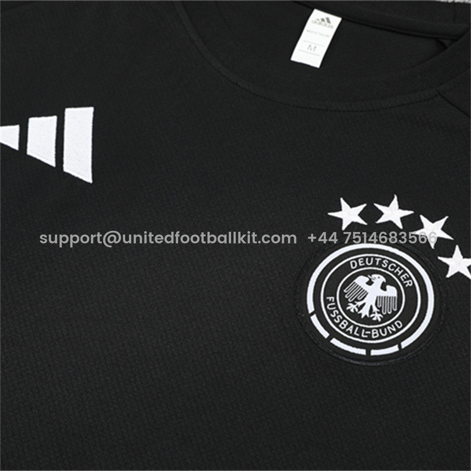 Unitedfootballkit.com | Germany 25-26 Kids Short-Sleeve Training Set - Black Short Sleeve & Black Shorts -Customize Name, Number and Patch | Worldwide Shipping