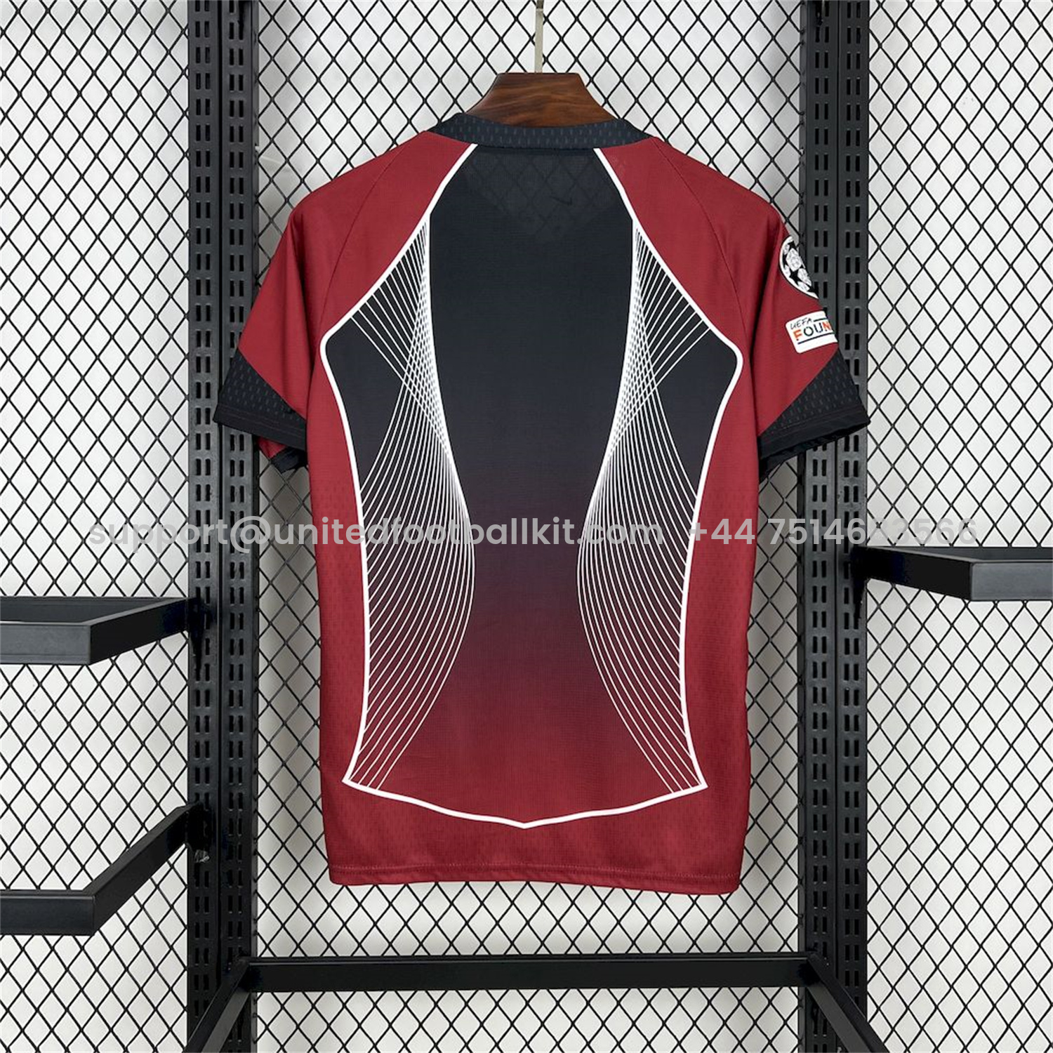 Unitedfootballkit.com | Barcelona 25-26 T90 Red Black Gradient and White Lines Special Jersey - Fans Version -Customize Name, Number and Patch | Worldwide Shipping