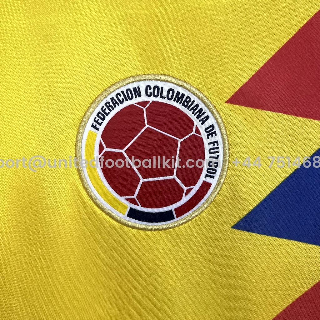 Unitedfootballkit.com | Retro Colombia 1990 Home Stadium Jersey -Customize Name, Number and Patch | Worldwide Shipping