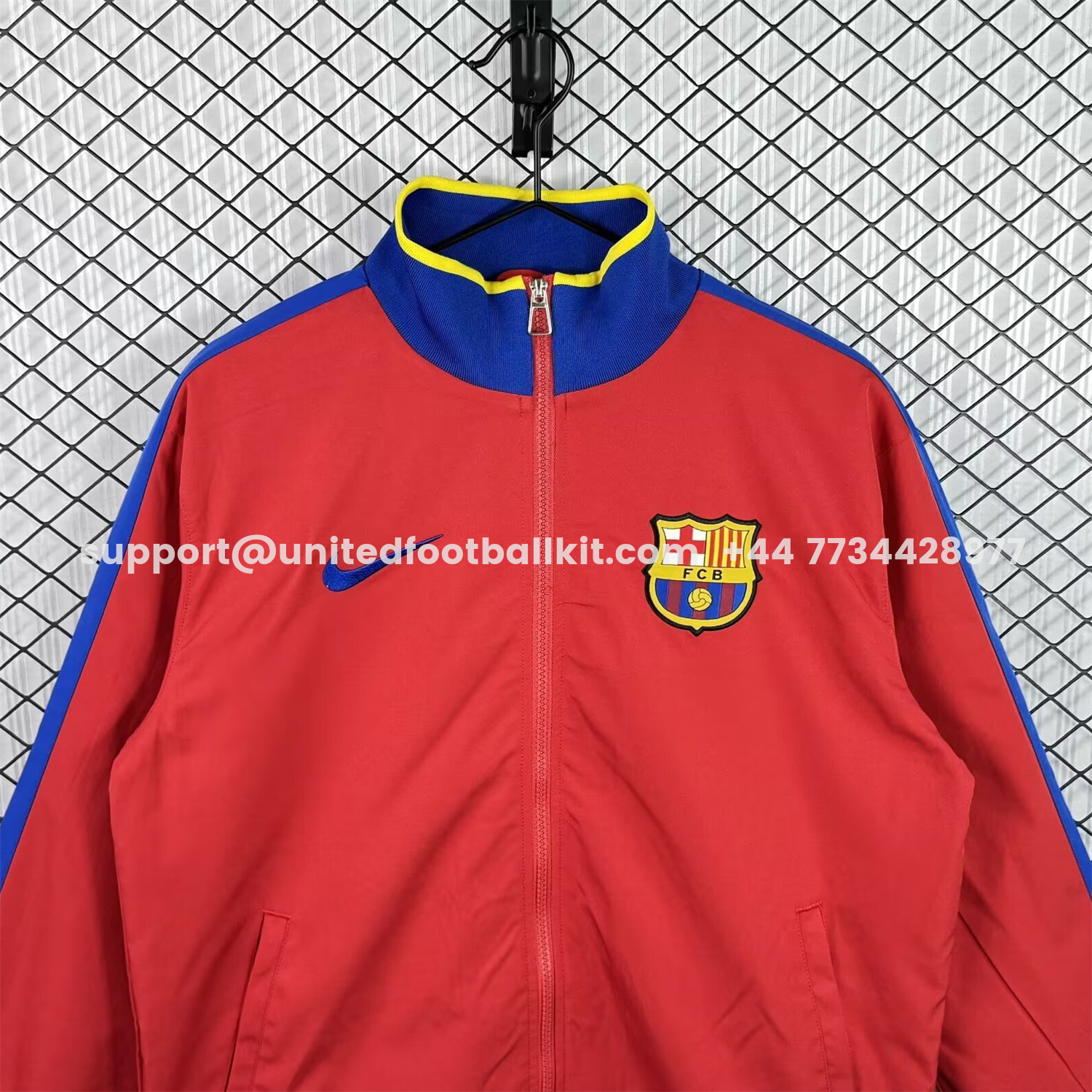 Unitedfootballkit.com | Retro Barcelona 2010-11 Windbreaker Jacket - Red -Customize Name, Number and Patch | Worldwide Shipping