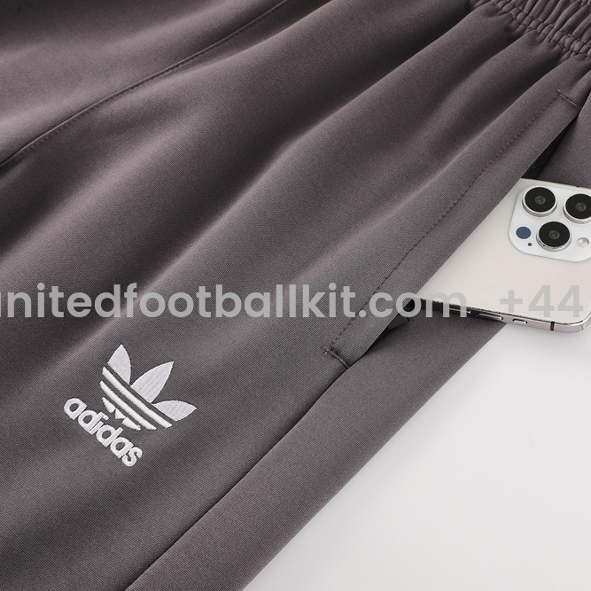 Unitedfootballkit.com | Real Madrid 24-25 Trefoil Vintage Jacket Training Tracksuit - Grey -Customize Name, Number and Patch | Worldwide Shipping