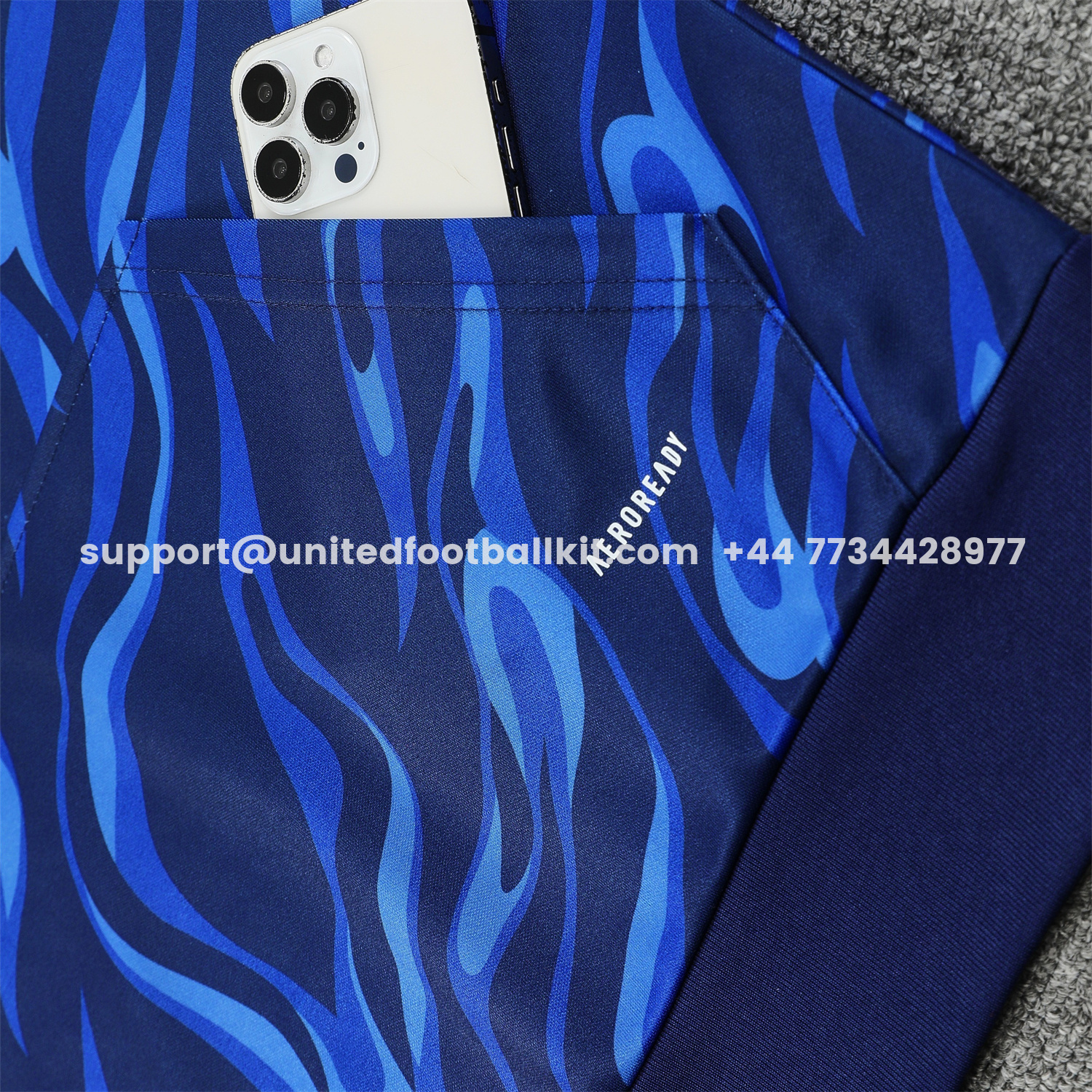 Unitedfootballkit.com | Real Madrid 25-26 Training Hoodie Set - Blue Hoodie and Deep Blue Pants -Customize Name, Number and Patch | Worldwide Shipping