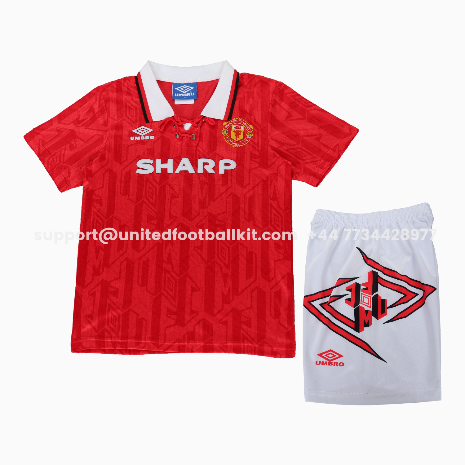 Unitedfootballkit.com | Retro Manchester United 92-94 Home Kids Kit -Customize Name, Number and Patch | Worldwide Shipping