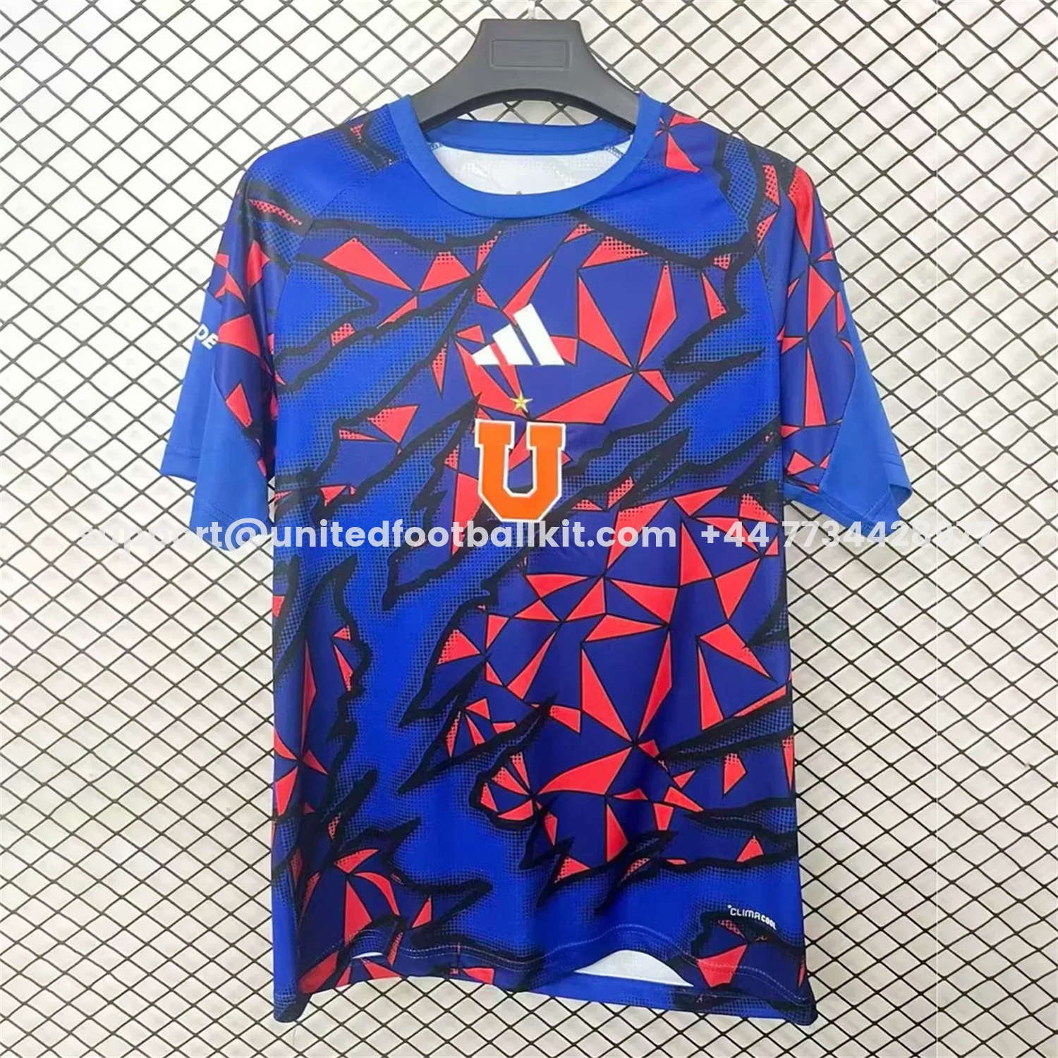 Unitedfootballkit.com | Universidad de Chile 2026 Red And Blue Fragments Jersey - Fans Version -Customize Name, Number and Patch | Worldwide Shipping