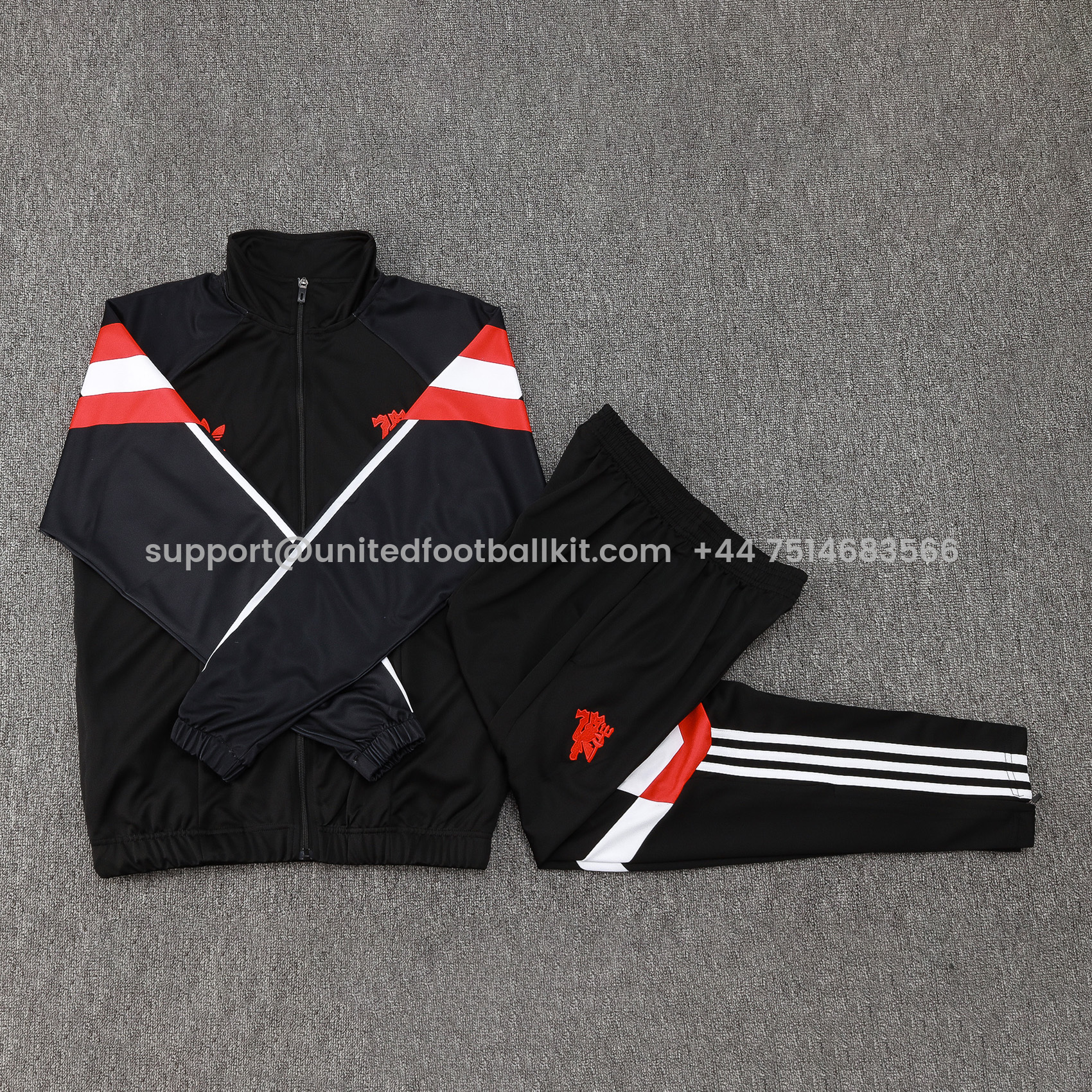 Unitedfootballkit.com | Manchester United 24-25 Originals LFSTLR Jacket Training Tracksuit - Black -Customize Name, Number and Patch | Worldwide Shipping