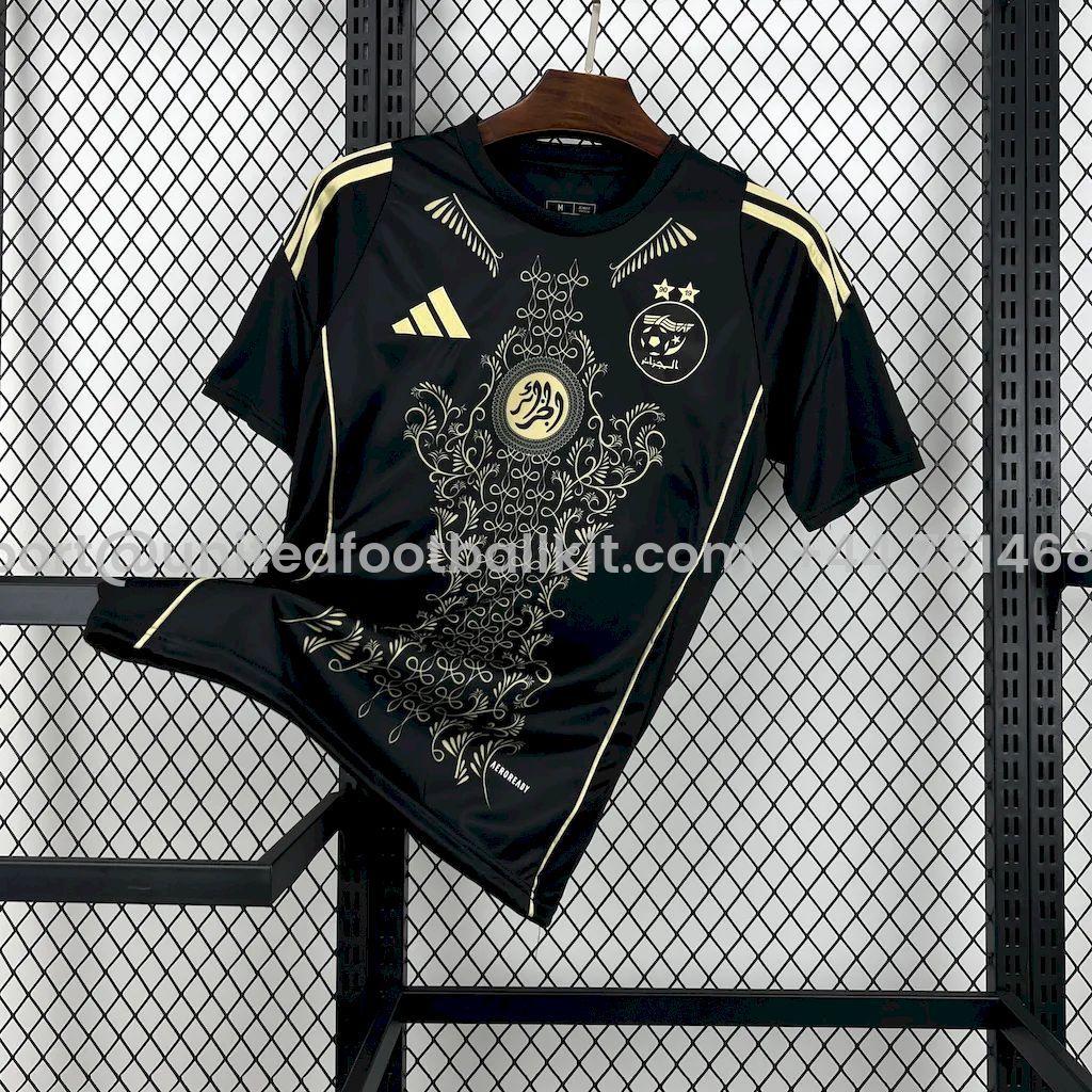 Unitedfootballkit.com | Algeria 2024-25 Black Gold Supporter Jersey - Fans Version -Customize Name, Number and Patch | Worldwide Shipping