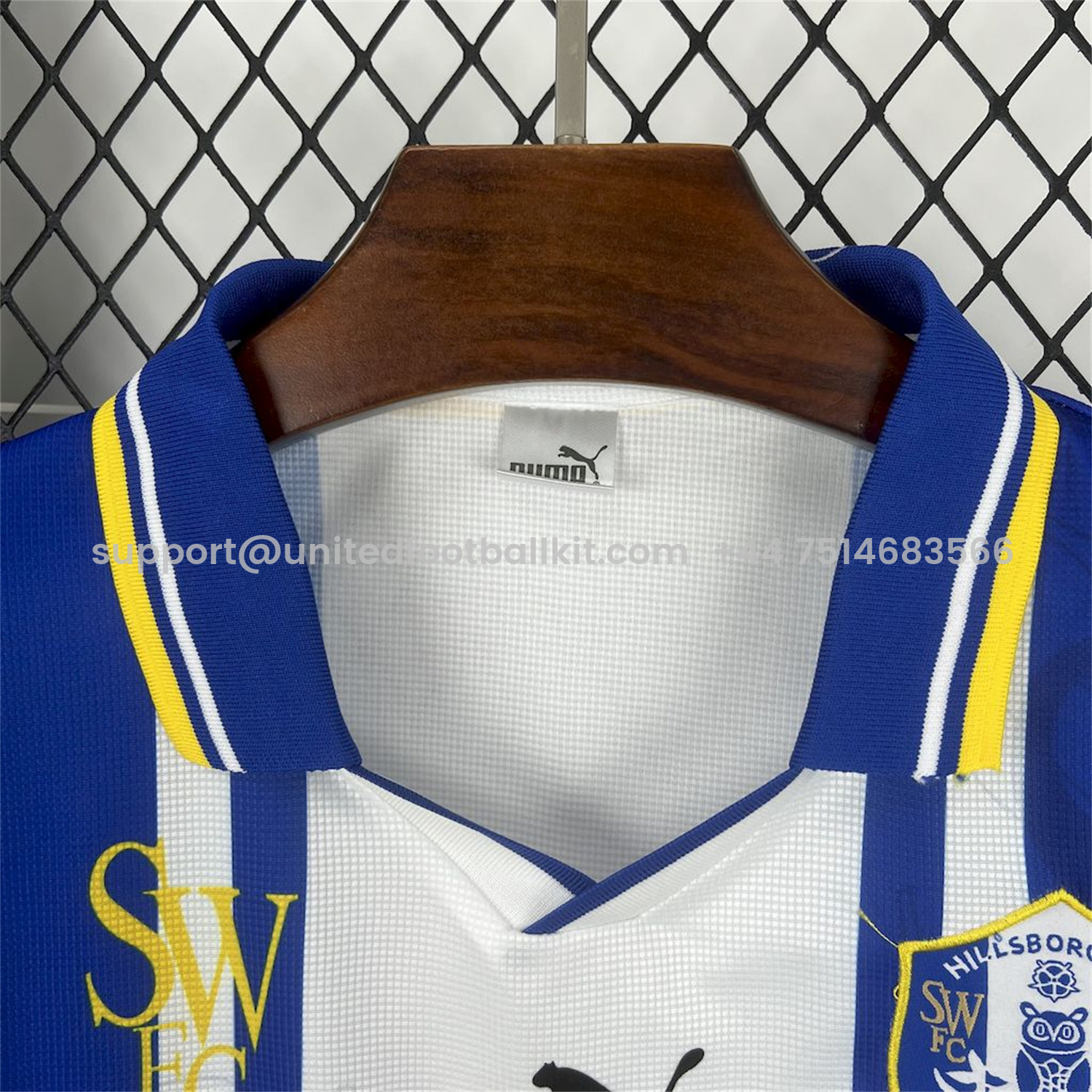 Unitedfootballkit.com | Retro Sheffield Wednesday 1996-97 Home Jersey -Customize Name, Number and Patch | Worldwide Shipping