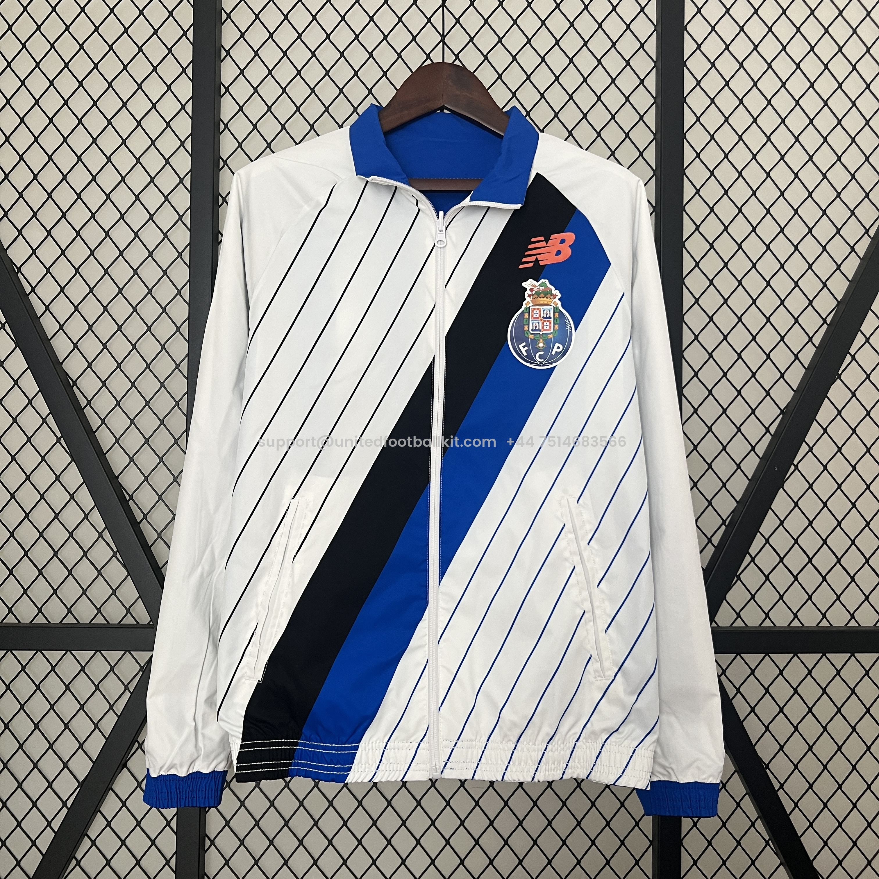 Unitedfootballkit.com | Porto 24-25 Double Sided Reversible Windbreaker - Blue & White -Customize Name, Number and Patch | Worldwide Shipping