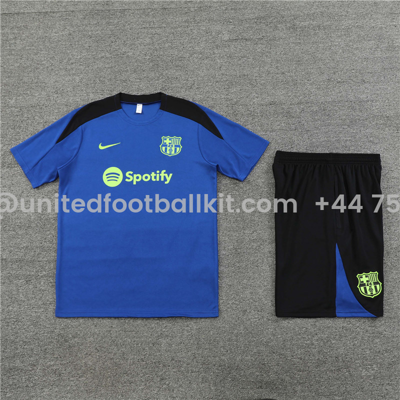 Unitedfootballkit.com | Barcelona 24-25 Short-Sleeve Training Set - Blue and Black -Customize Name, Number and Patch | Worldwide Shipping