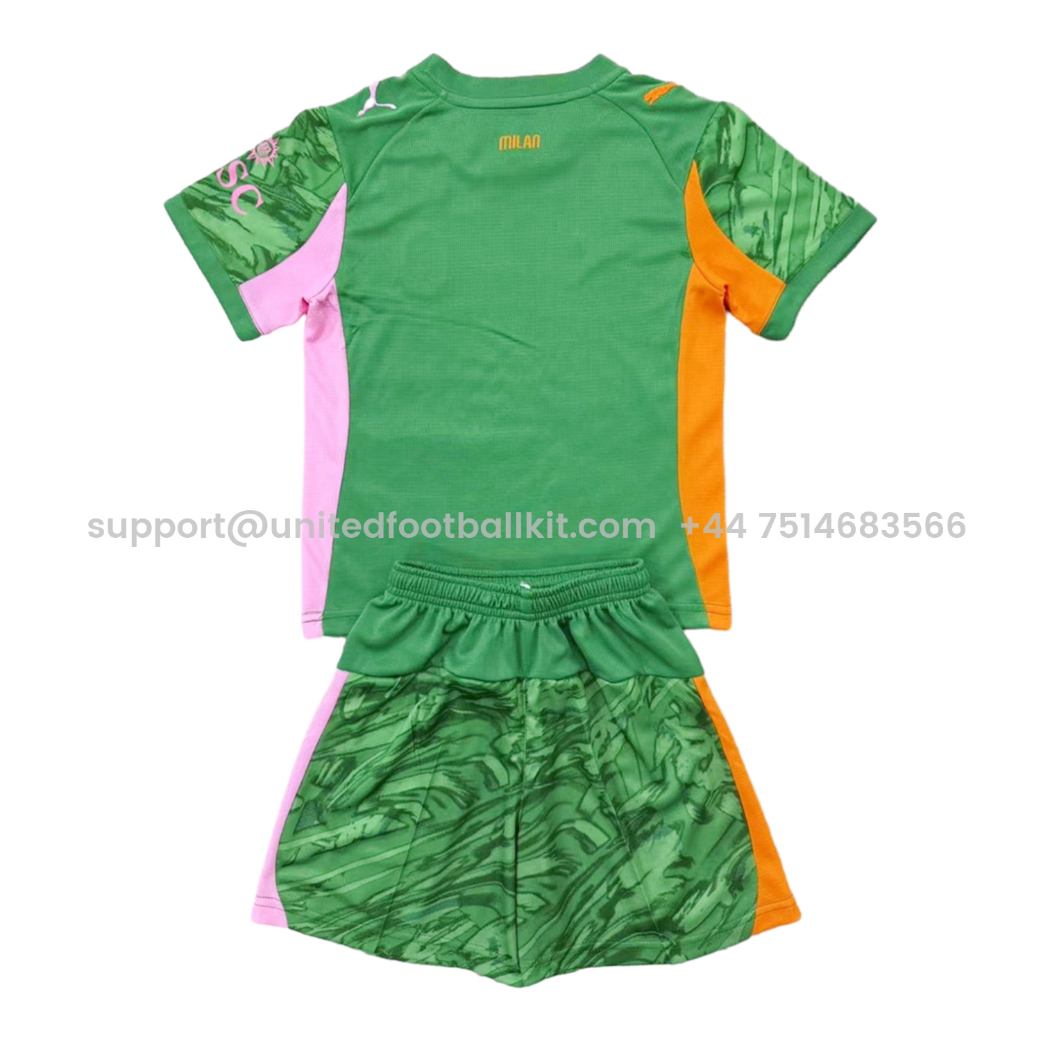 Unitedfootballkit.com | AC Milan 25-26 Green Goalkeeper Kids Kit -Customize Name, Number and Patch | Worldwide Shipping
