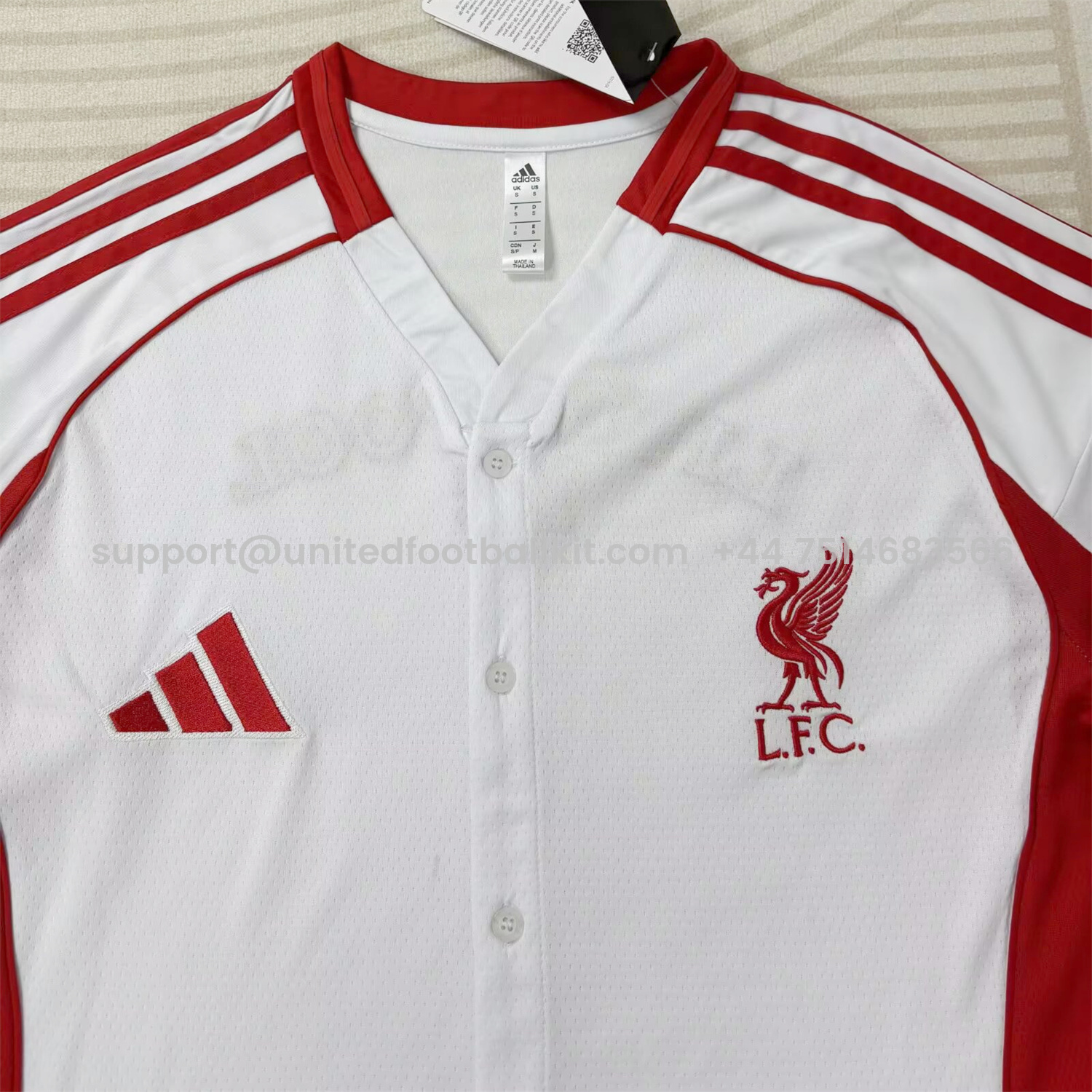 Unitedfootballkit.com | Liver.pool 25-26 White Baseball Jersey -Customize Name, Number and Patch | Worldwide Shipping