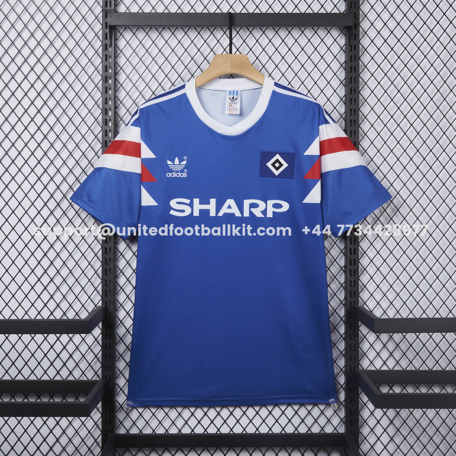 Unitedfootballkit.com | Retro Hamburger SV 1990-91 Away Blue Jersey -Customize Name, Number and Patch | Worldwide Shipping