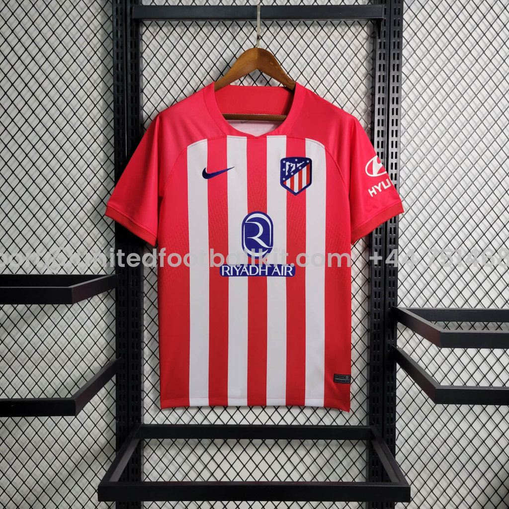 Unitedfootballkit.com | Atletico Madrid 23-24 Home Stadium Jersey - Fans Version -Customize Name, Number and Patch | Worldwide Shipping