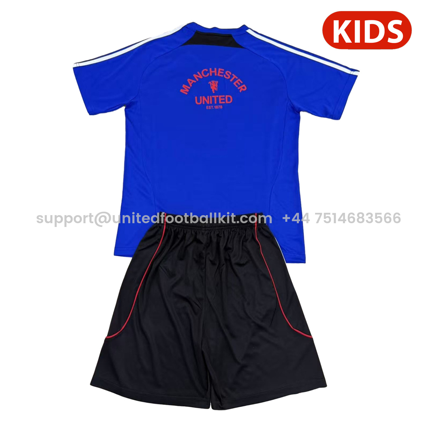 Unitedfootballkit.com | Manchester United 25-26 Urban Purtist Throwback Blue Kids Kit -Customize Name, Number and Patch | Worldwide Shipping