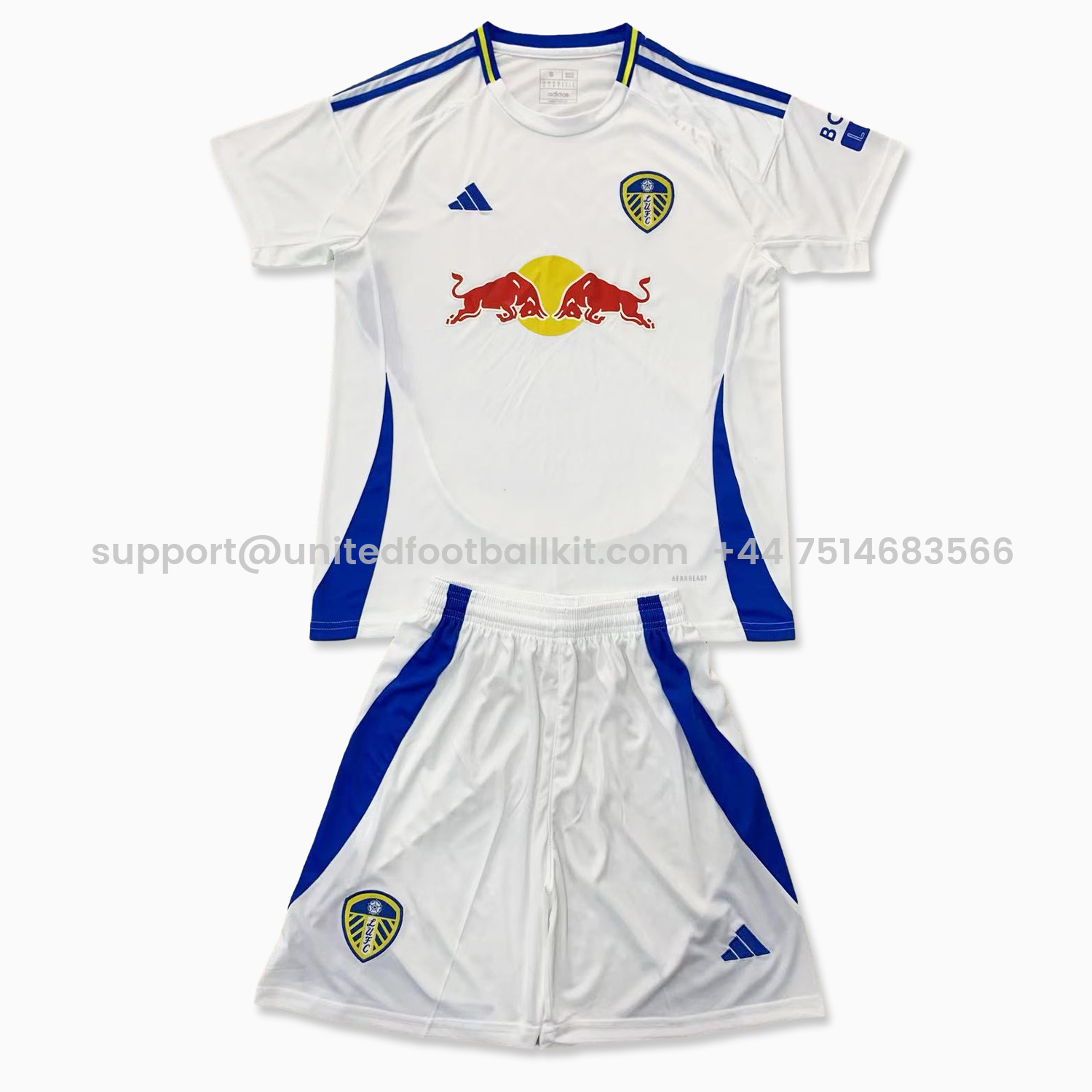 Unitedfootballkit.com | Leeds United 24-25 Home Men's Adult Jersey Set - Fans Version -Customize Name, Number and Patch | Worldwide Shipping