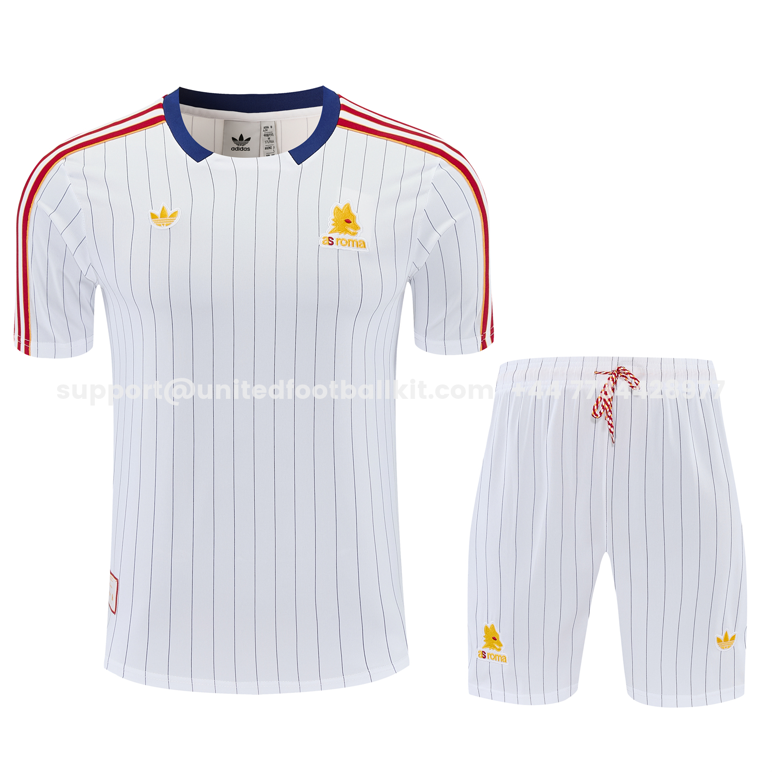 Unitedfootballkit.com | Roma 25-26 Retro Style Short-Sleeve Training Set - White Top & White Pants -Customize Name, Number and Patch | Worldwide Shipping
