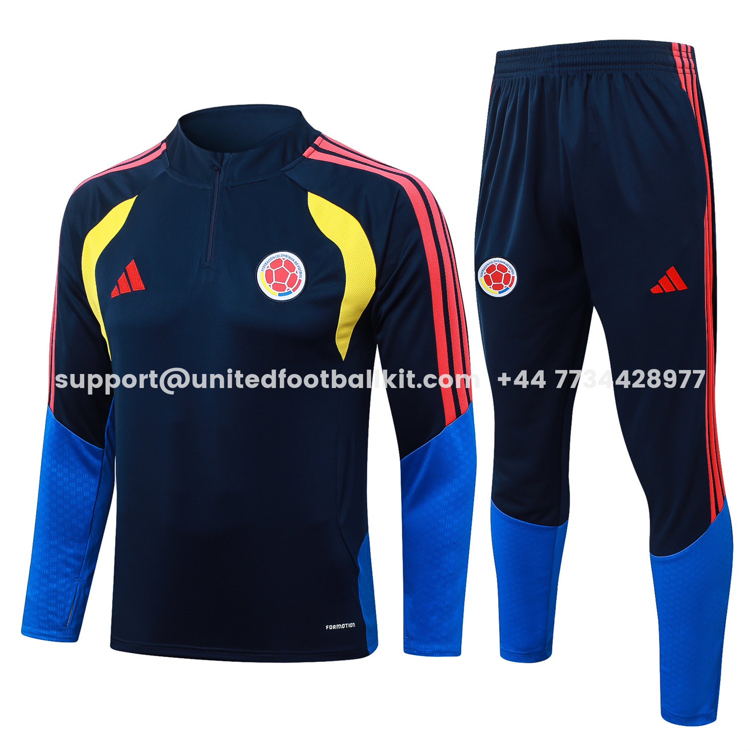 Unitedfootballkit.com | Colombia 2026 Long Sleeve Training Set - Black Top & Black Pants -Customize Name, Number and Patch | Worldwide Shipping