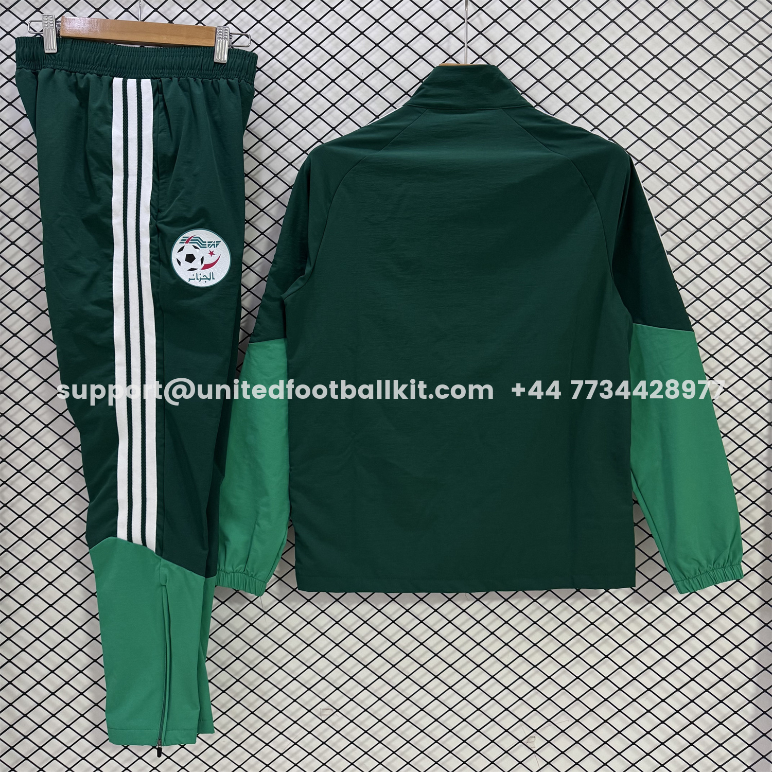 Unitedfootballkit.com | Algeria 2026 Windbreaker Training Set - Deep Green Top and Pants -Customize Name, Number and Patch | Worldwide Shipping