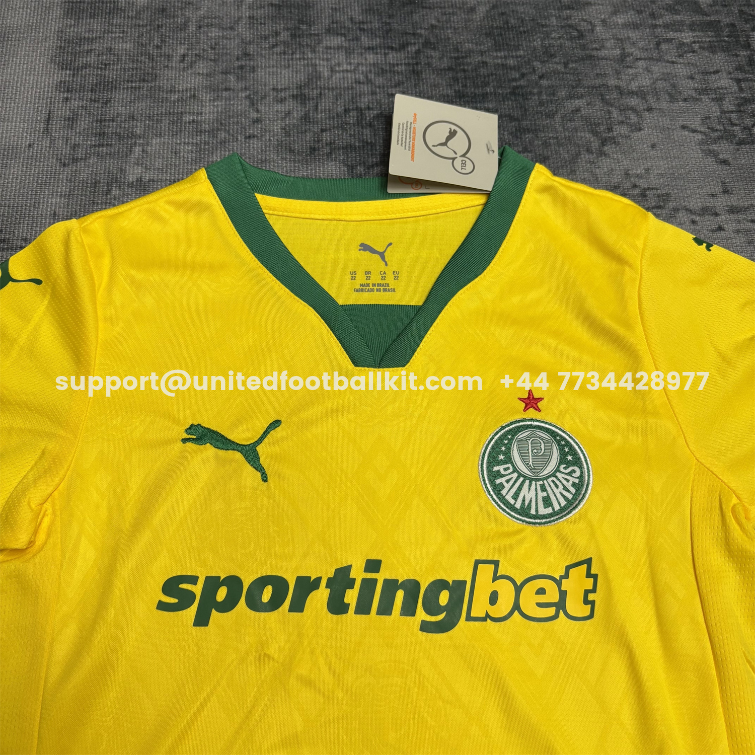 Unitedfootballkit.com | Palmeiras 25-26 Third Yellow Kids Kit -Customize Name, Number and Patch | Worldwide Shipping