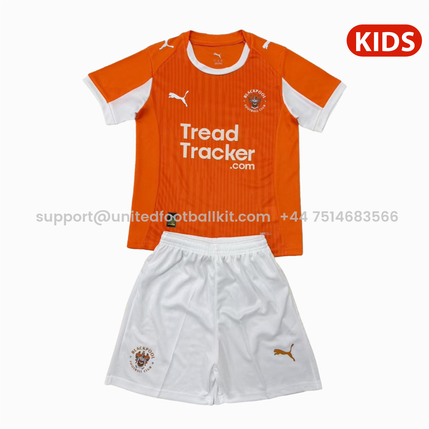 Unitedfootballkit.com | Blackpool 25-26 Home Kids Kit -Customize Name, Number and Patch | Worldwide Shipping
