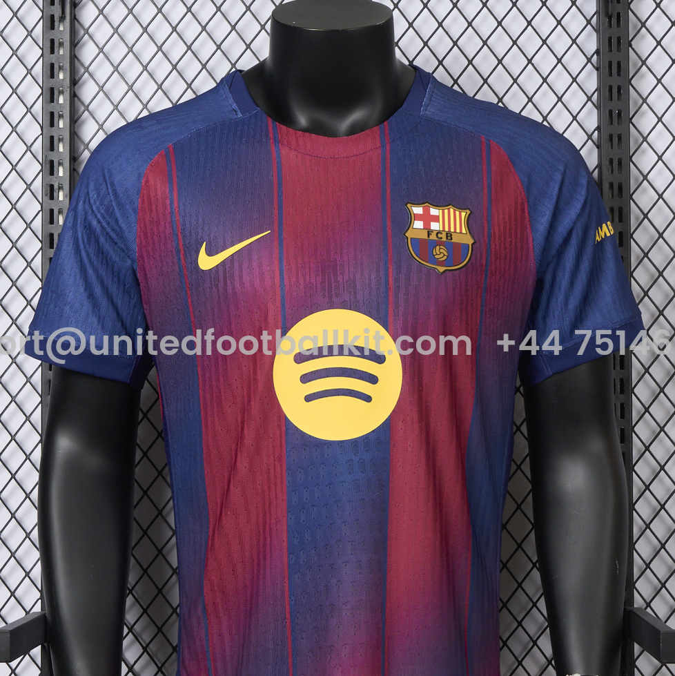 Unitedfootballkit.com | Barcelona 25-26 Home Jersey - Player Version -Customize Name, Number and Patch | Worldwide Shipping