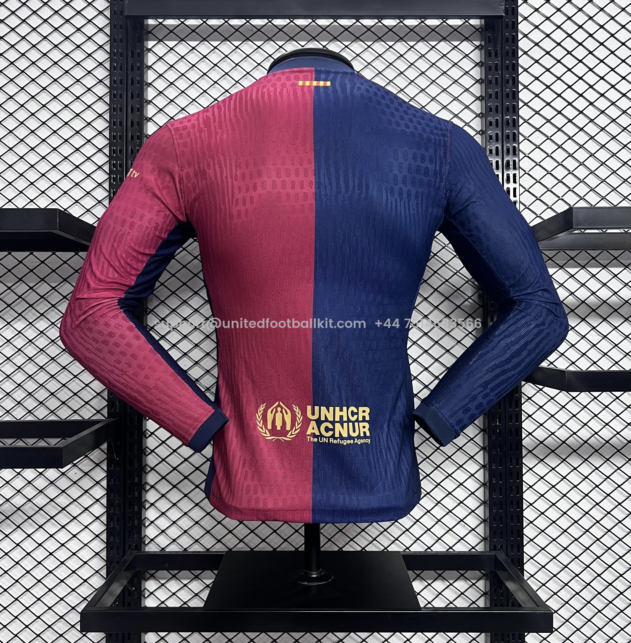 Unitedfootballkit.com | Barcelona 24-25 Home Long Sleeve Jersey - Player Version -Customize Name, Number and Patch | Worldwide Shipping
