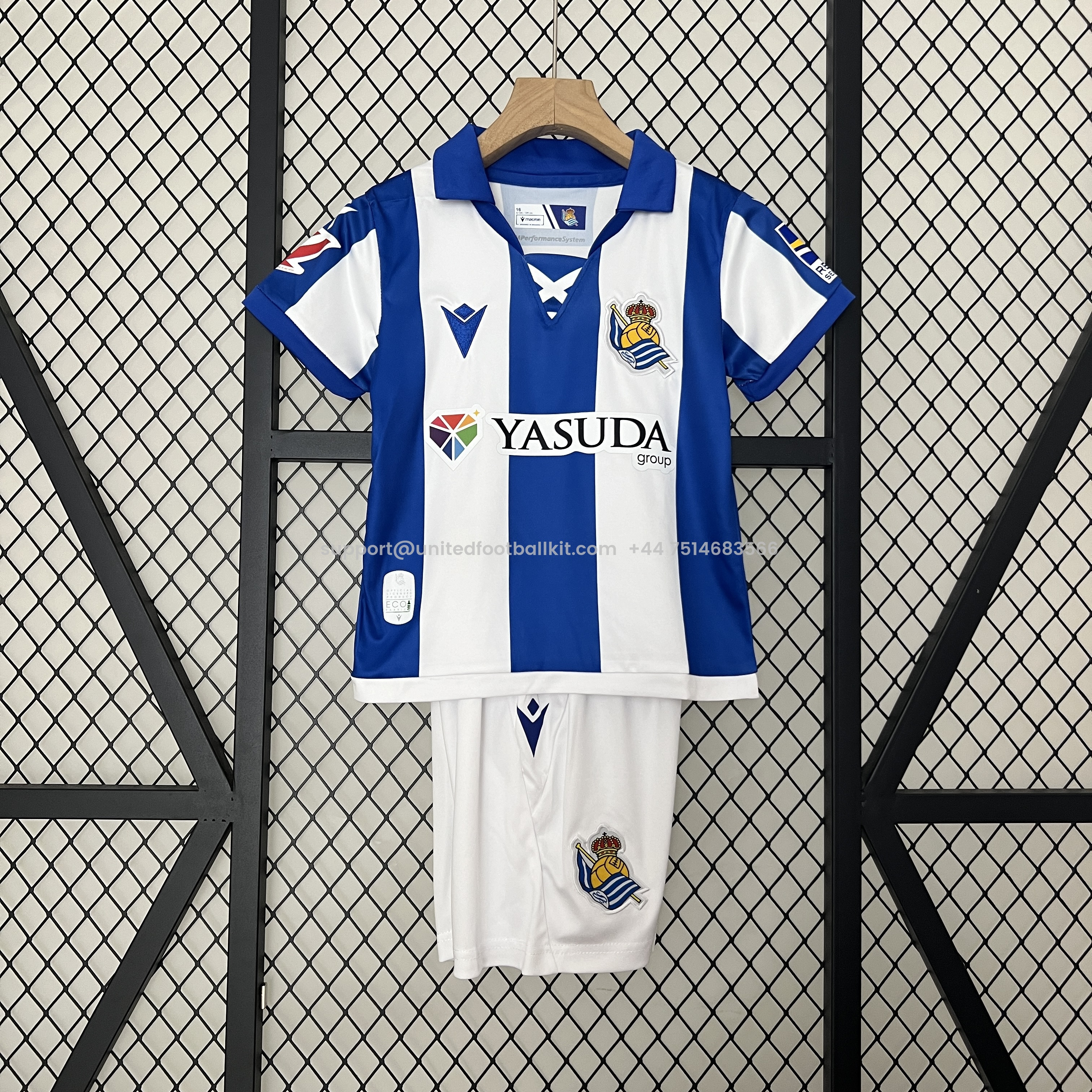 Unitedfootballkit.com | Real Sociedad 24-25 Home Stadium Kids Kit -Customize Name, Number and Patch | Worldwide Shipping
