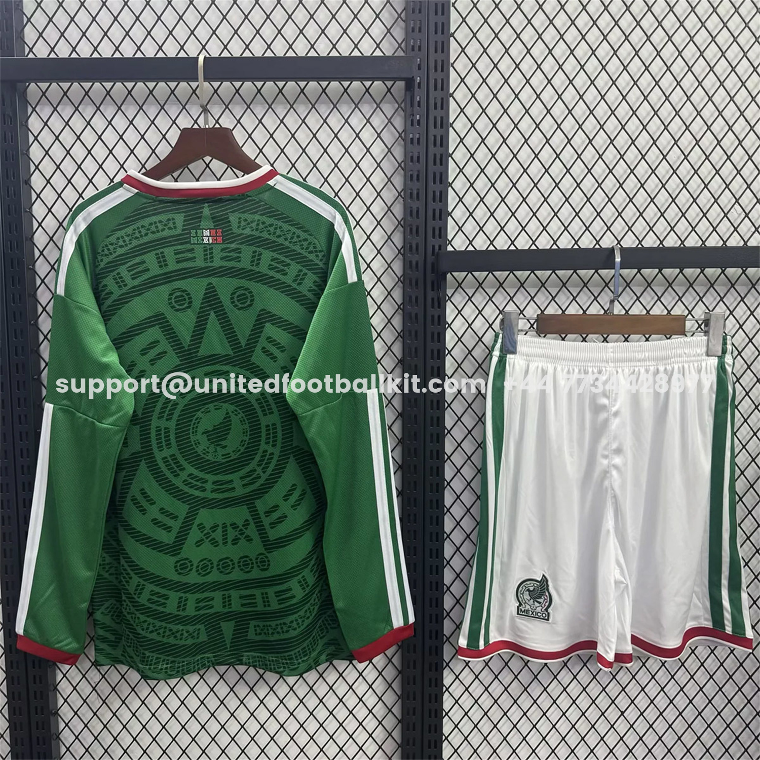 Unitedfootballkit.com | Mexico 2026 Home Long Sleeves Kids Kit -Customize Name, Number and Patch | Worldwide Shipping