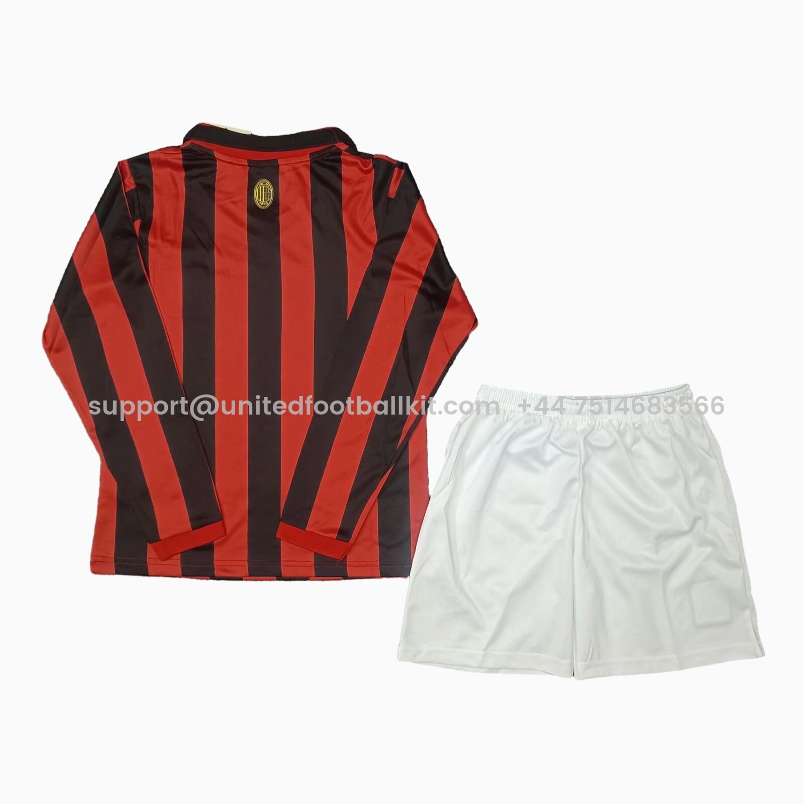 Unitedfootballkit.com | AC Milan 24-25 125th Anniversary Home Long Sleeves Kids Kit -Customize Name, Number and Patch | Worldwide Shipping