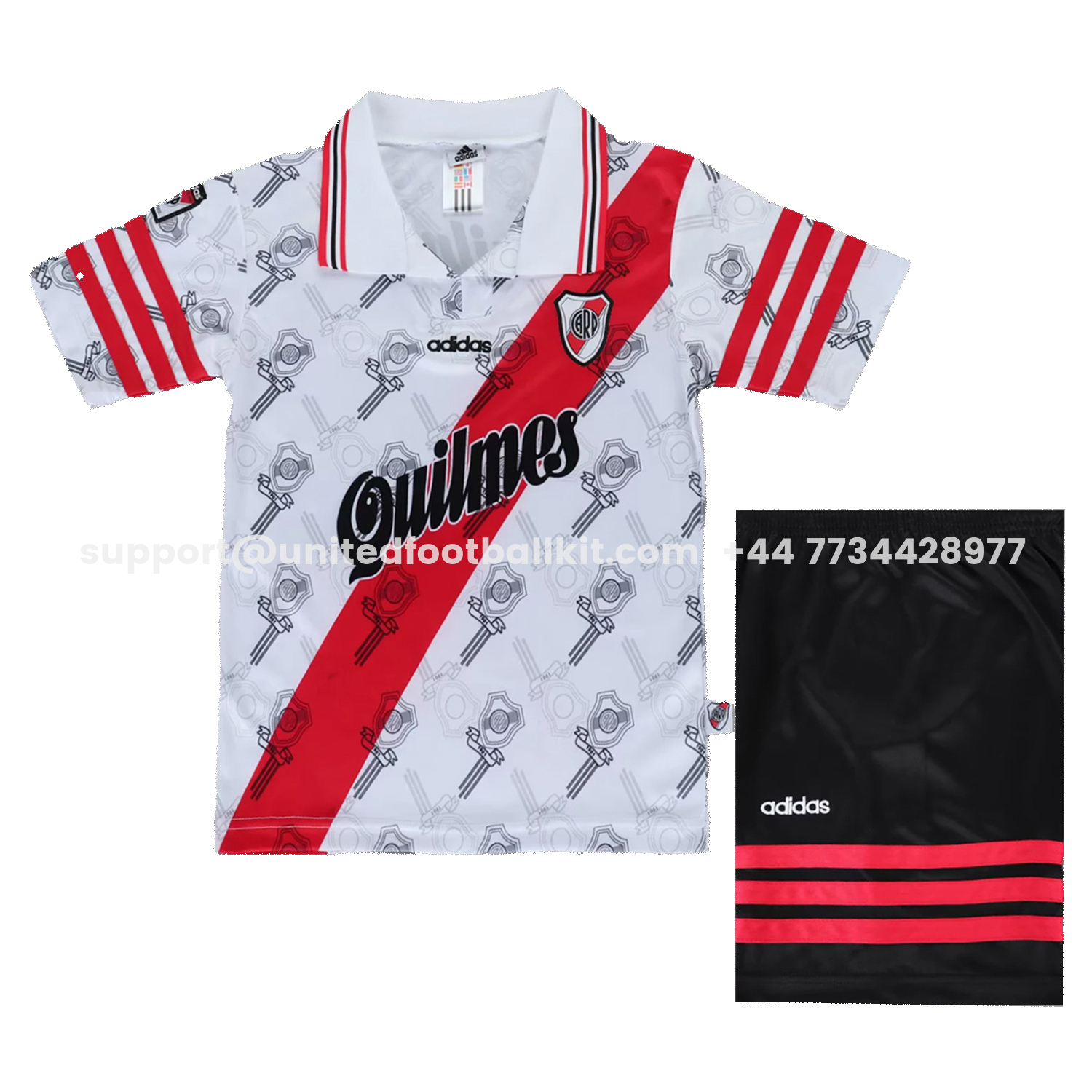 Unitedfootballkit.com | Retro River Plate 1996-97 Home Kids Kit -Customize Name, Number and Patch | Worldwide Shipping