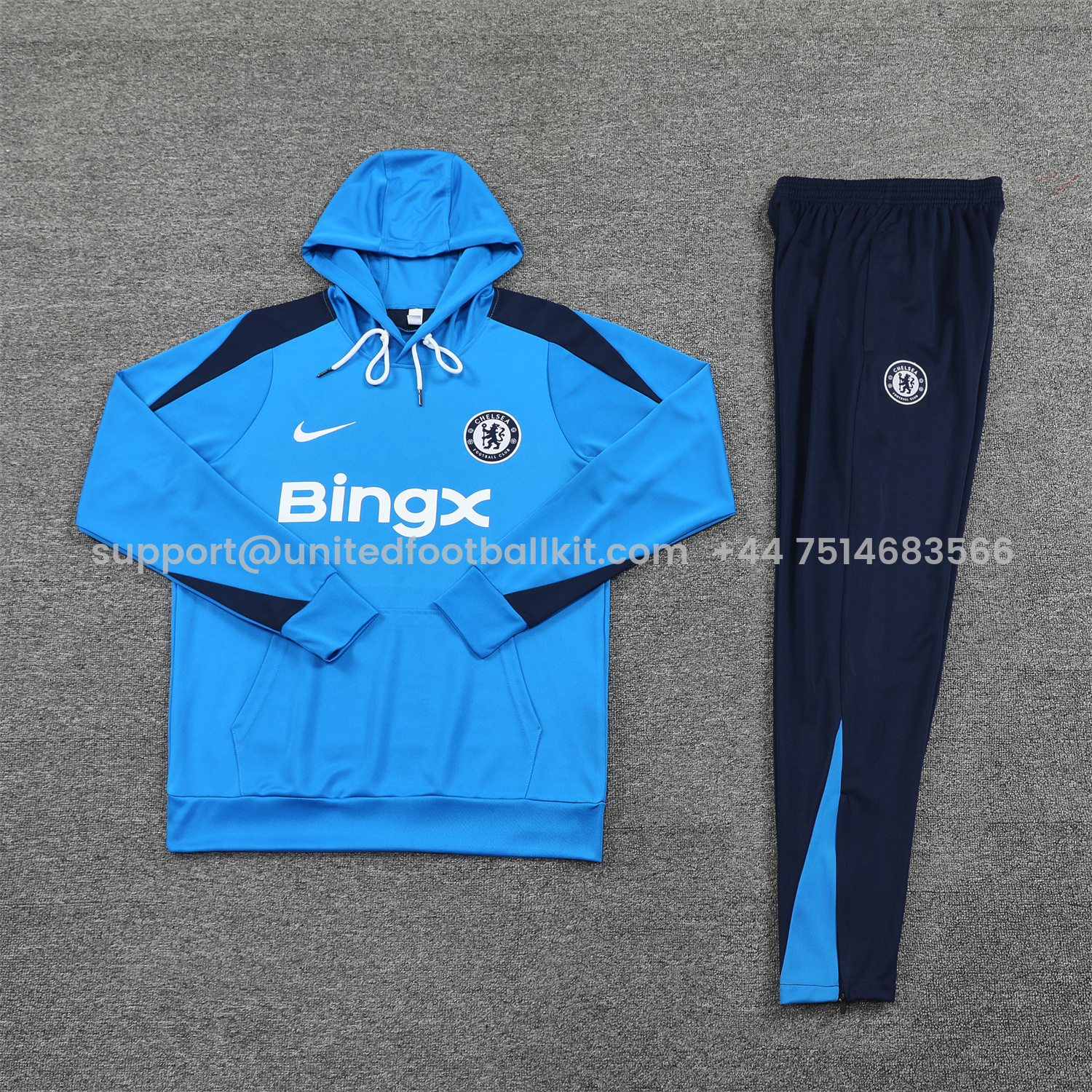 Unitedfootballkit.com | C.H.E.L.S.E.A 24-25 Training Hoodie Set - Blue Hoodie and Deep Blue Pants -Customize Name, Number and Patch | Worldwide Shipping