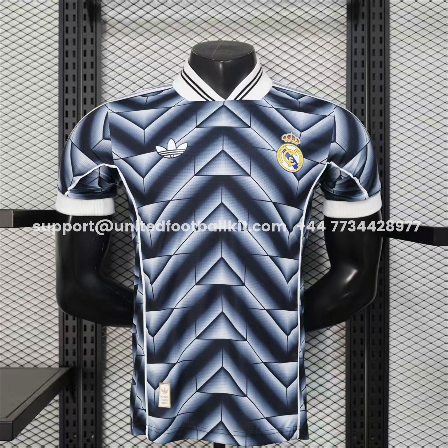 Unitedfootballkit.com | Real Madrid 25-26 Refracted Black Light White Special Jersey - Player Version -Customize Name, Number and Patch | Worldwide Shipping