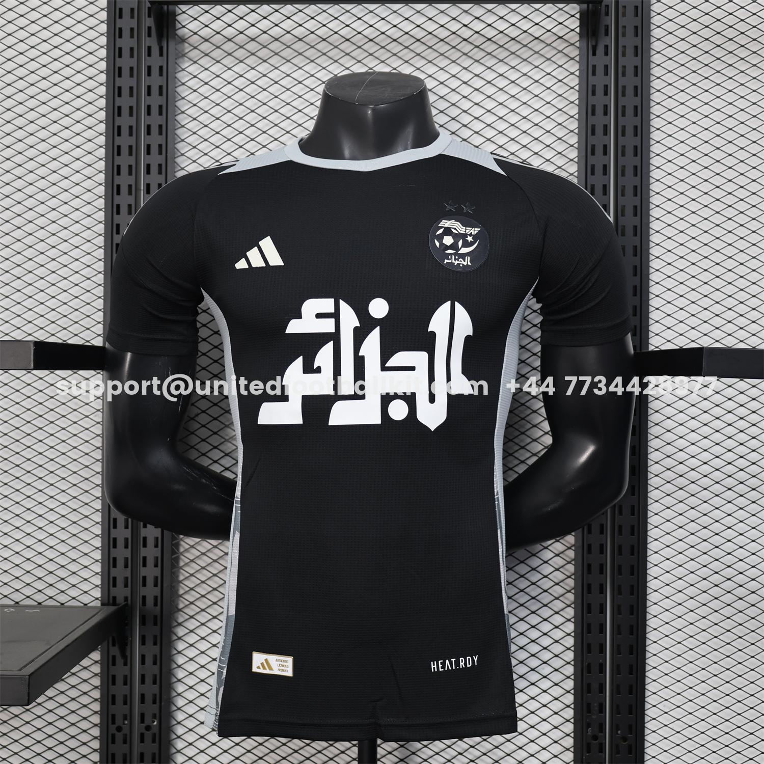 Unitedfootballkit.com | Algeria 25-26 Pure Black with White Chest Text Jersey - Player Version -Customize Name, Number and Patch | Worldwide Shipping